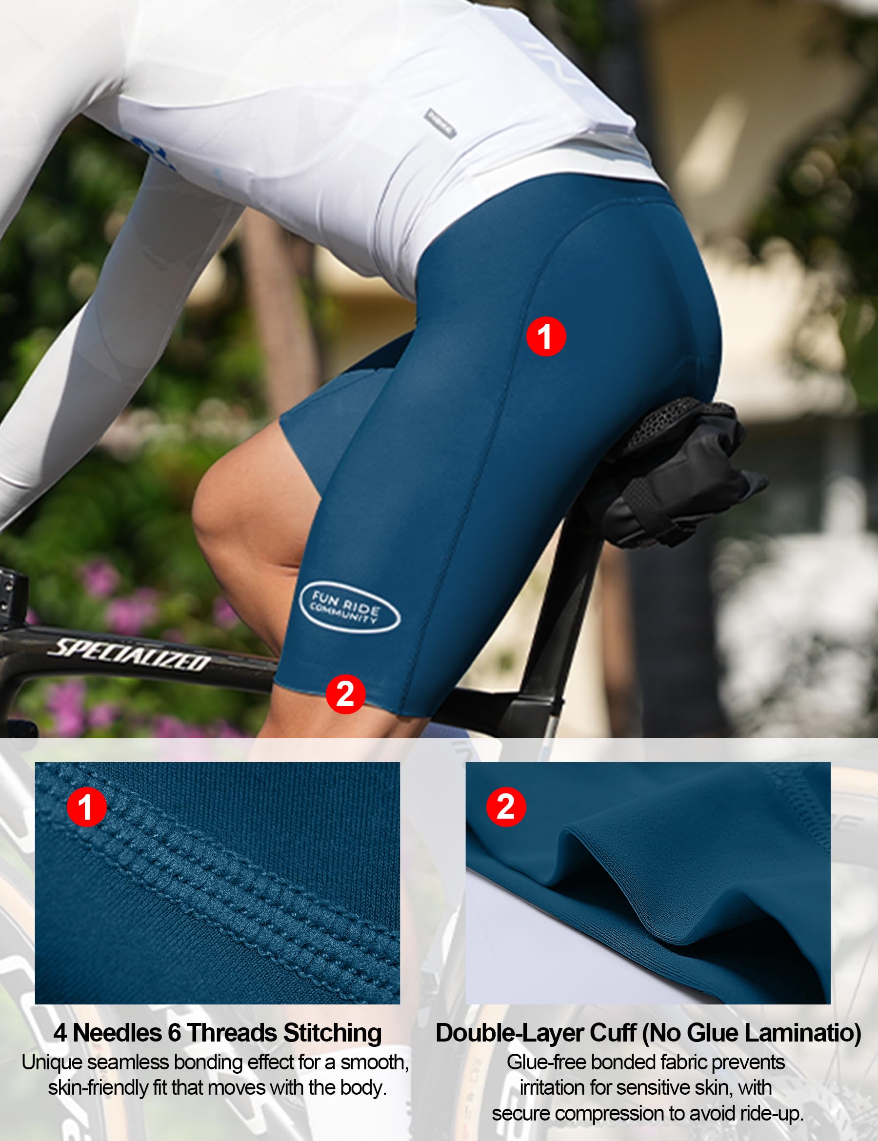 INBIKE Cuissard Cyclisme Homme Rembourré Gel Poches Côtés VTT Vélo Route YZ572