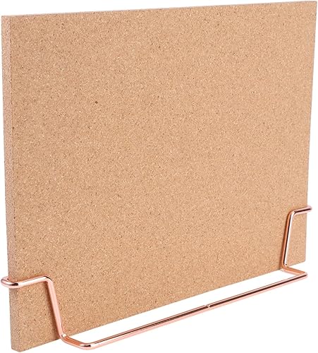 TOYANDONA Tablero de anuncios de corcho con soporte de metal, pin de madera, tablero de notas de escritorio para oficina en casa (base oro rosa)