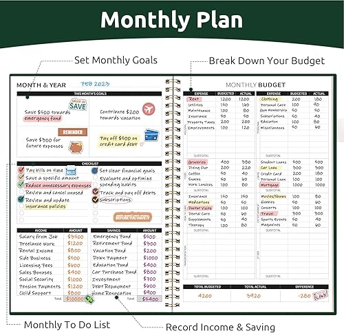 Miniatura 10 de Agenda de presupuesto, libro de presupuesto mensual con cuaderno de seguimiento de gastos, organizador de facturas sin fecha y planificador