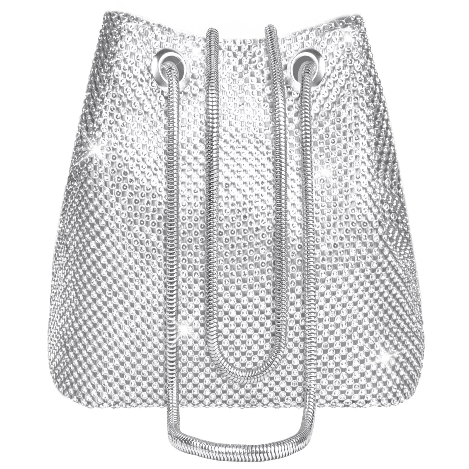 OSDUERhinestone Crossbody Bag, Women Silver Clutch Bag, Sparkly Rhinestone Purses, Evening Handbag Purse, One Size Cocktail Wedding Engagement Bag Purse For Party Bridal Night Bag