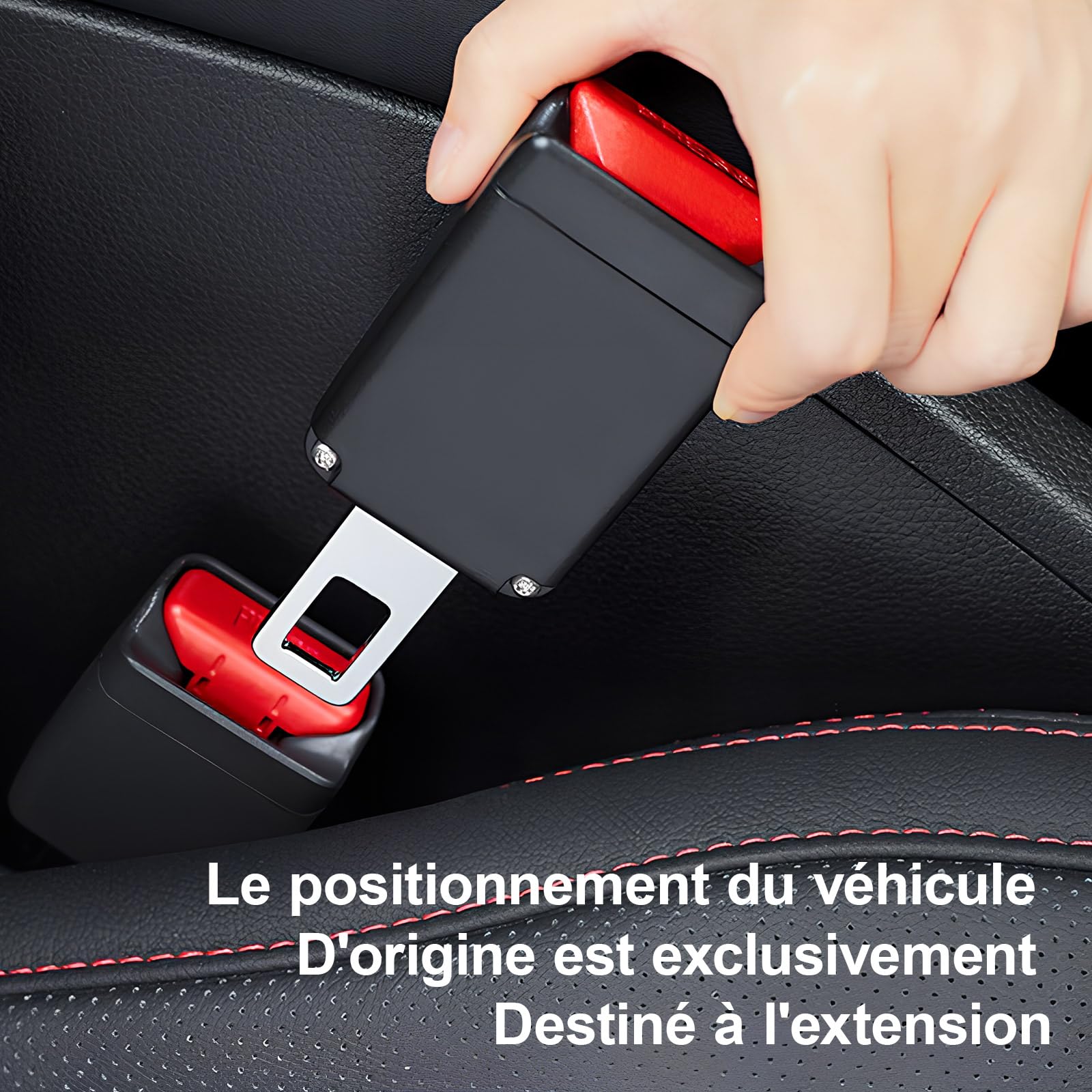 Accessoire de voiture, 36 cm / 14.2 pouces, boucle d'extension réglable, compatible avec 98% des marques de voitures (noir) - 5