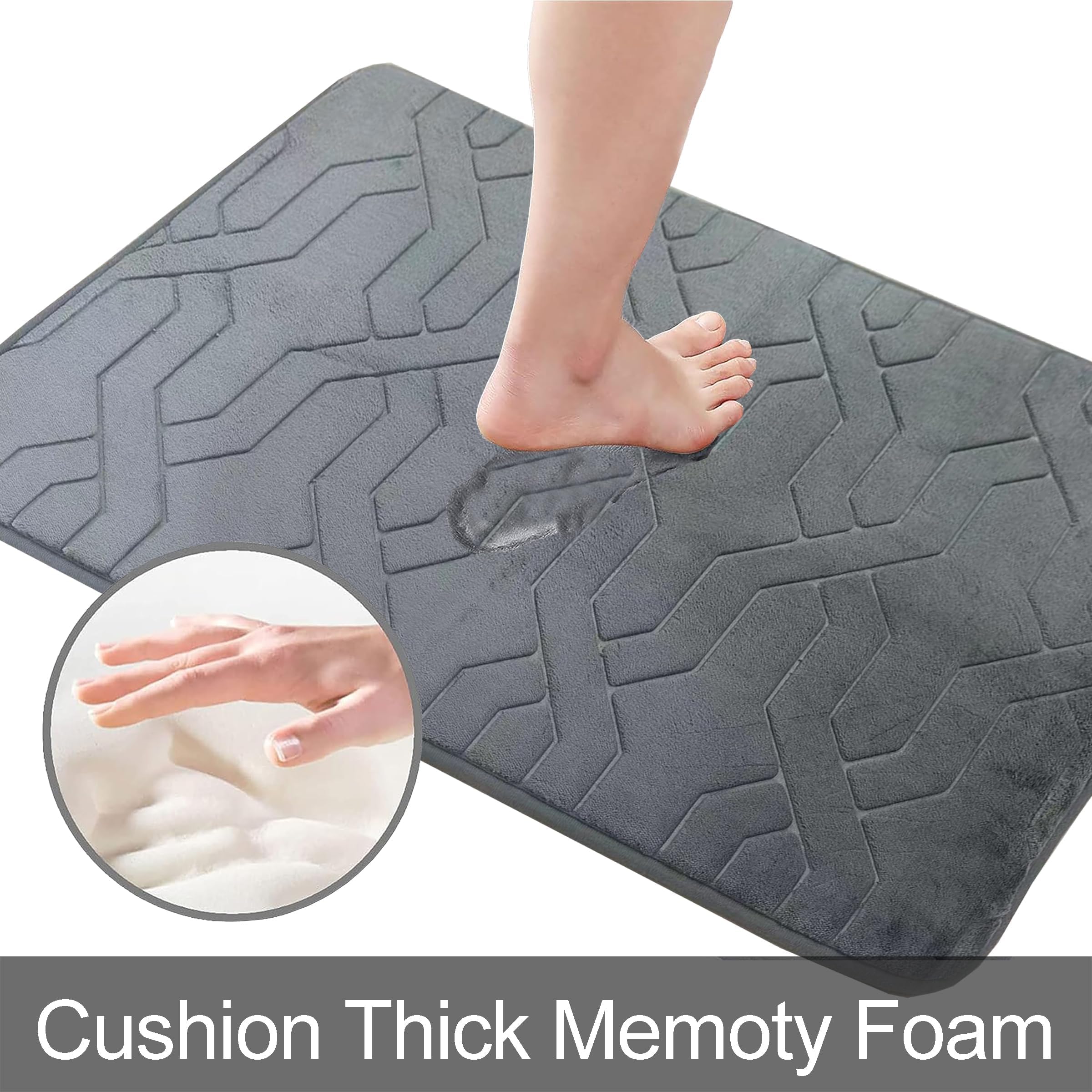 santanu Juego de 2 alfombras de baño de franela de lujo suave y absorbente de espuma viscoelástica, antideslizante y lavable a máquina, de secado rápido para bañera y ducha, 81 x 51 cm + U-61 x 50 cm,