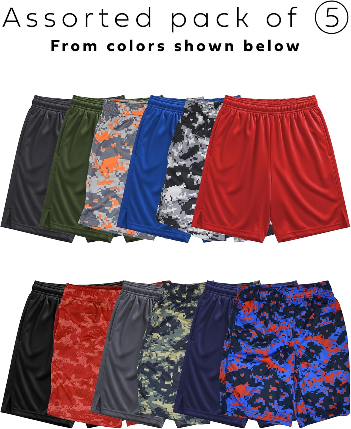 Andrew Scott Boys Active Performance & Mesh Style Basketball Sport Shorts - Multi Packs - Image 4