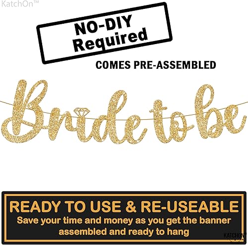 Miniatura 2 de KatchOn, Cartel dorado con purpurina de la novia para ser 10 pies, No DIY Letrero dorado de novia para decoraciones de despedida de soltera