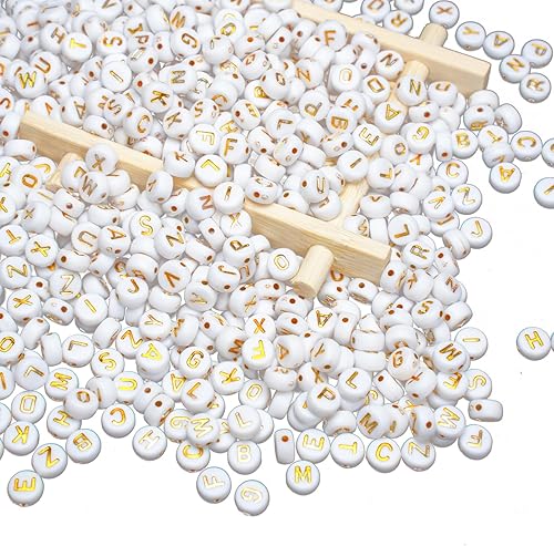 1000 cuentas de letras blancas redondas para pulseras de 0.156 x 0.276 pulgadas, cuentas de letras acrílicas, cuentas de letras para hacer pulseras,