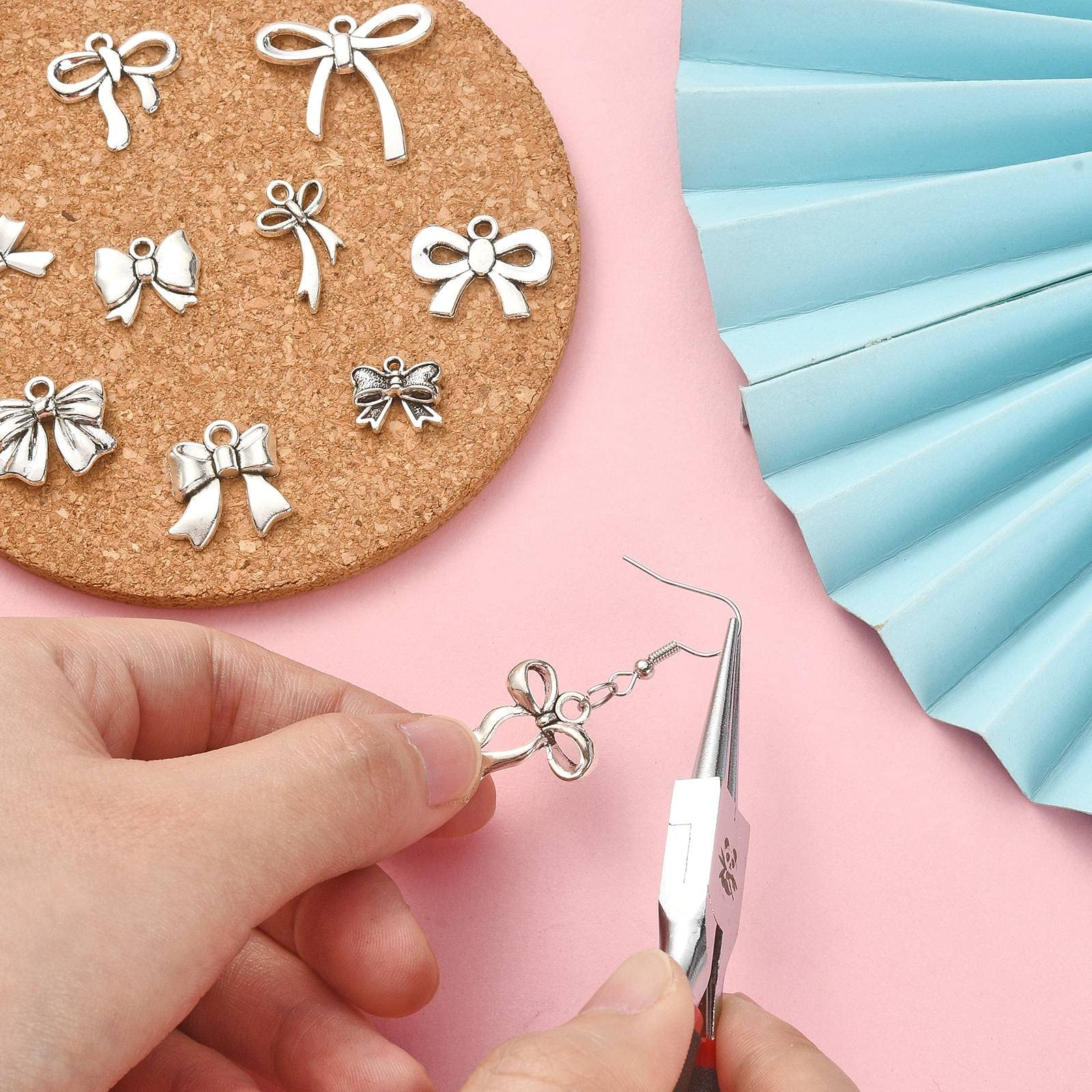 Ipotkitt 100 Pcs 10 Styles Vintage Style Bowknot Charms Antique Cute Bow Tie Flatback Charms Finding for Necklace Bracelet Pendant Crafting Earrings - Image 4