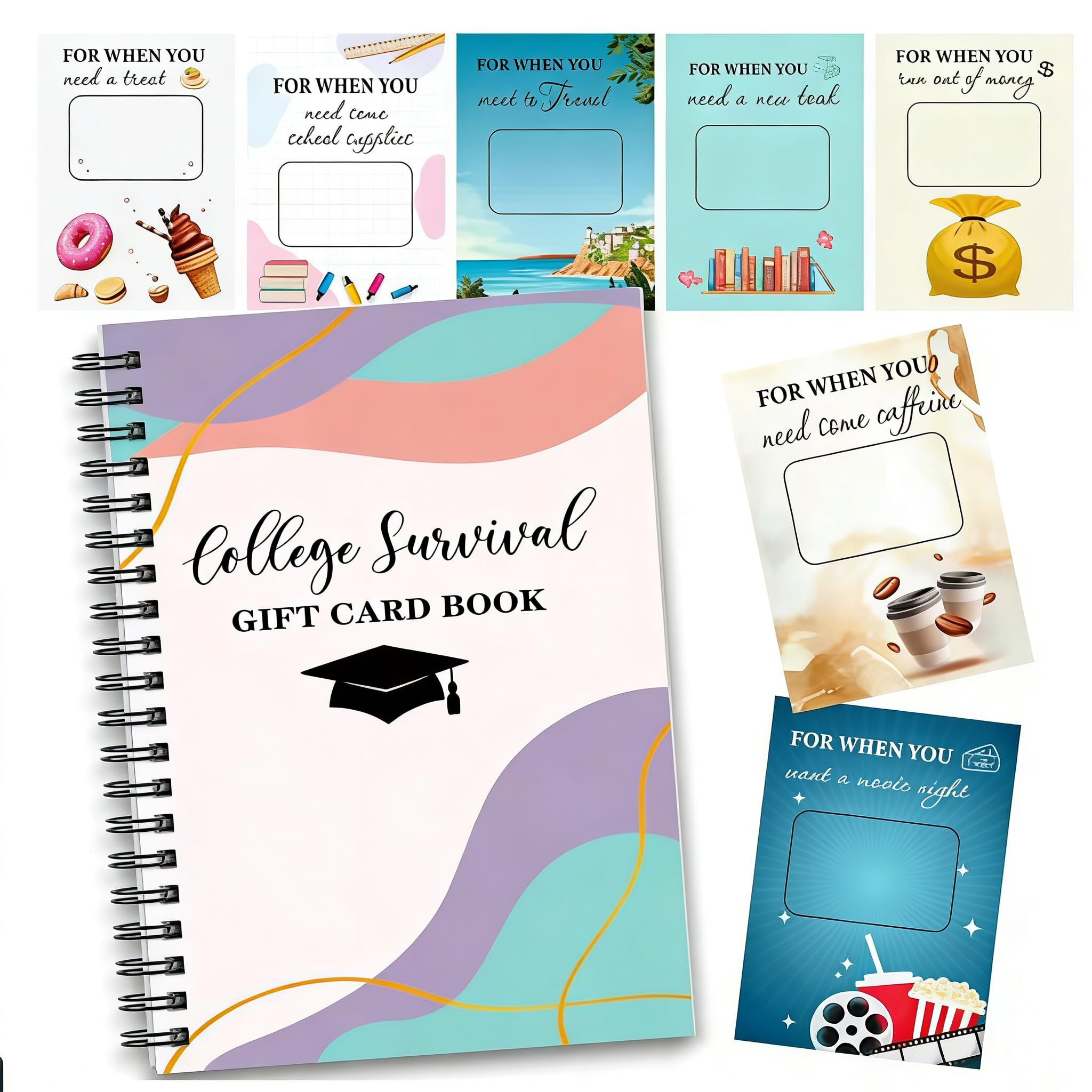 Portable 13x18cm Graduation Greeting Card Album Twin Coil Binding Paper Organiser Book for Celebration Moment Wallet for Degreeholders