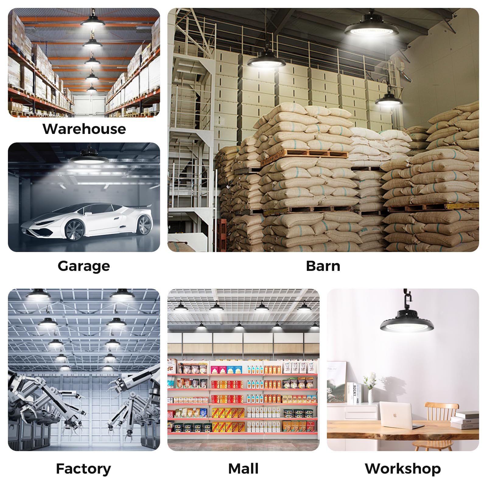 240W UFO LED High Bay Light 432000LM LED Shop Light 6000K Daylight 0-10V Dimming IP65 Waterproof Plug Play — view 7