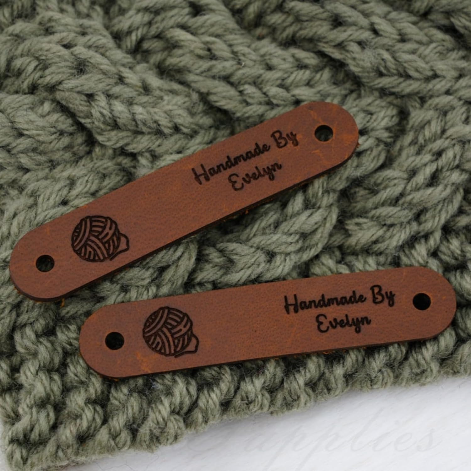 Personalized Leather Labels for Knits,Custom Your Icon/Logo/Text Leather Tag,Custom Tag with Rivets (100pcs)
