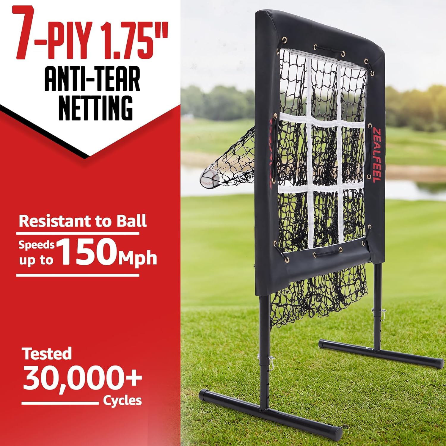 9 Hole Baseball Pitching Net with 5 Height Adjustable & 4x4.5FT Baseball Rebounder Net with 5 Adjustable Angles, 2 Strike Zones, UV Resistant, Carry Bag