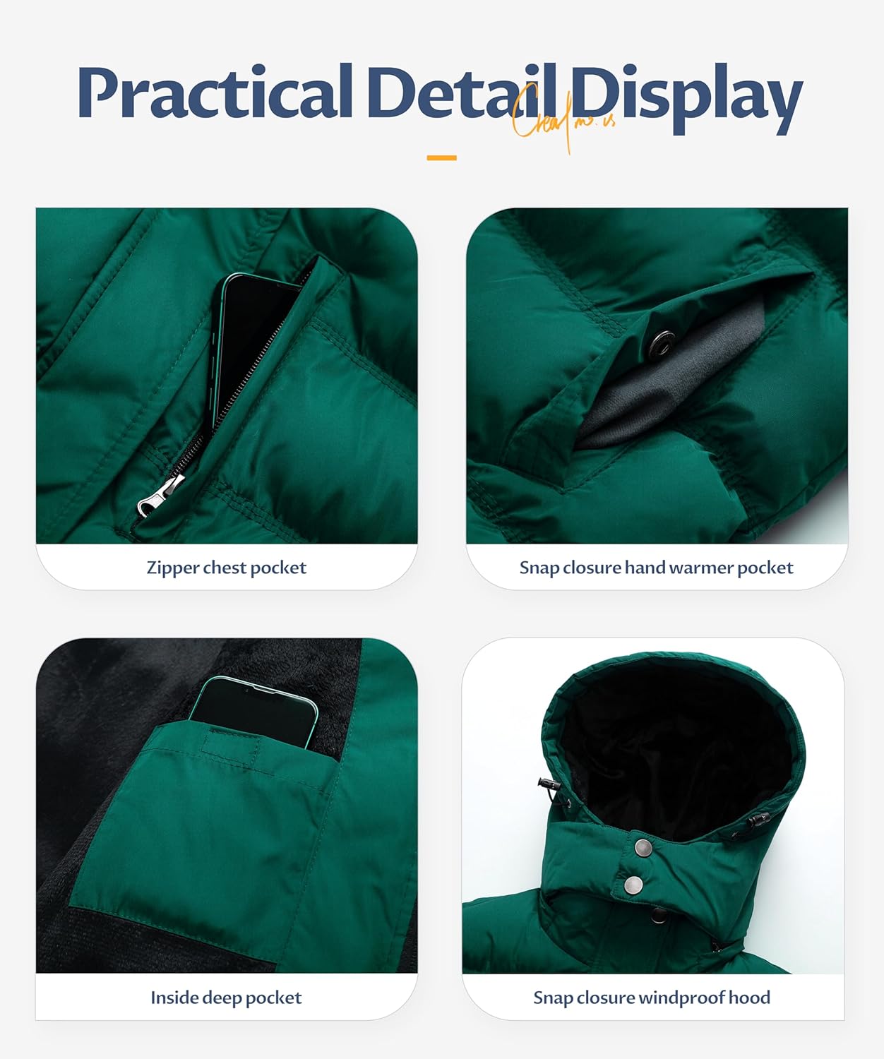 CREATMO US Women's Warm Winter Coat Waterproof Ski Jacket Padded Puffy Overcoat With Detachable Hood - Image 7