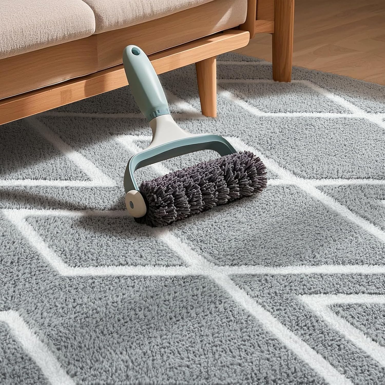 Soft Runner Rug, 2x6Ft Moroccan Non-Slip Carpet for Bedroom, Geometric Small Area Rugs with Memory Foam for Living Room Office Bedside Dorm Hallway, Grey and White - Image 5