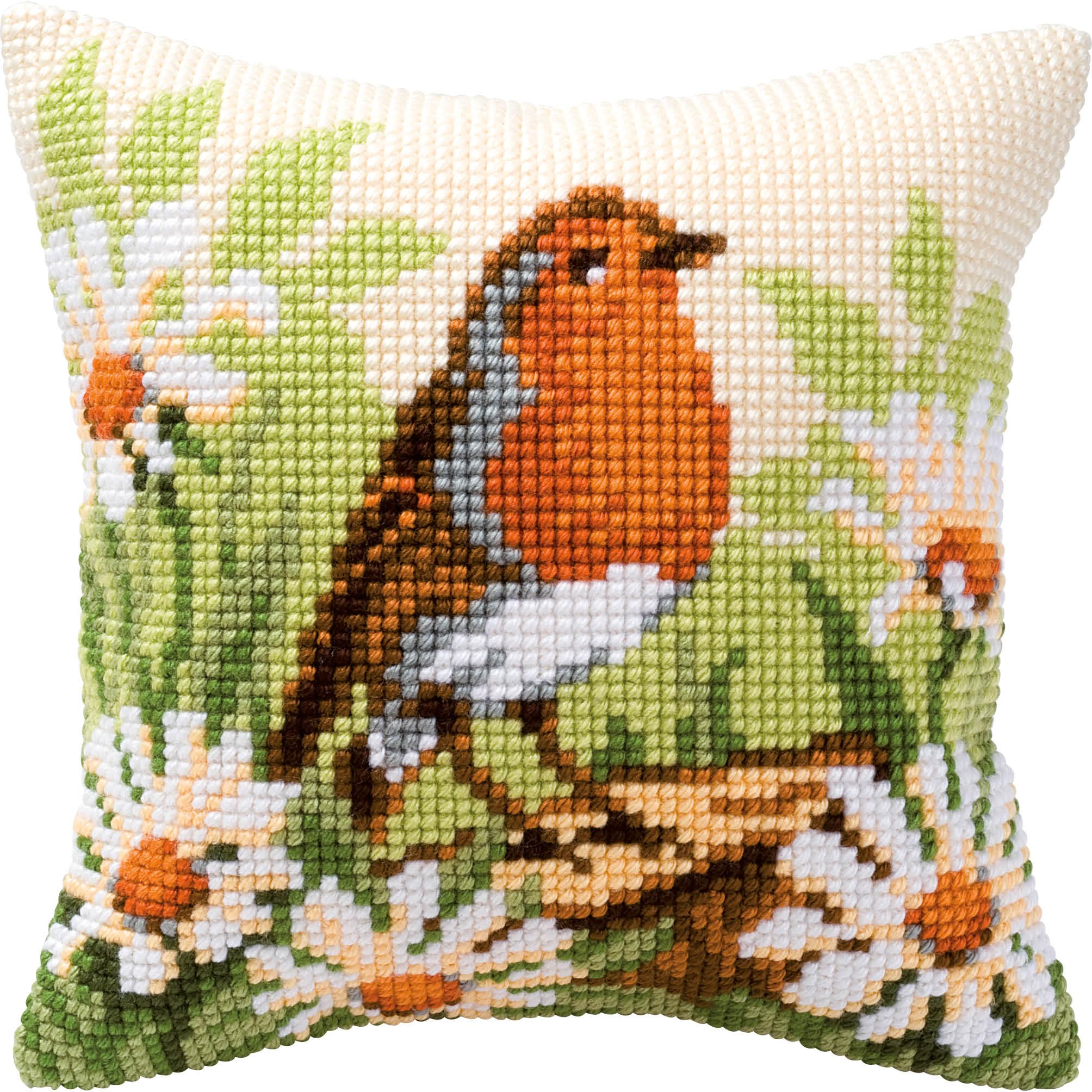 Vervaco Multi Robin Cross Stitch Cushion, -Colour
