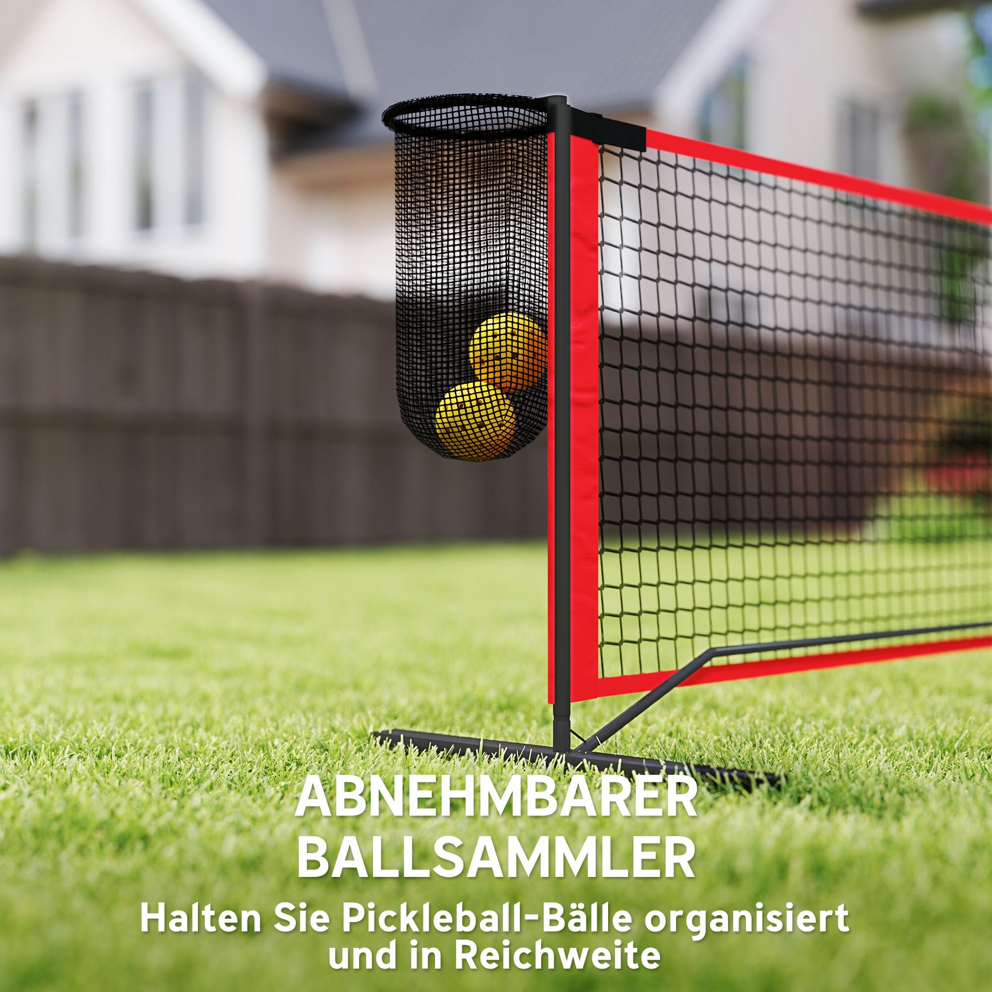 SPORTNOW Pickleball-Netz tragbares Set, 6,7 m Pickleball-System mit Netz, Ballaufsammler, Vier Bälle, Spielfeldmarkierungs-Set und Tragetasche für Auffahrt Outdoor