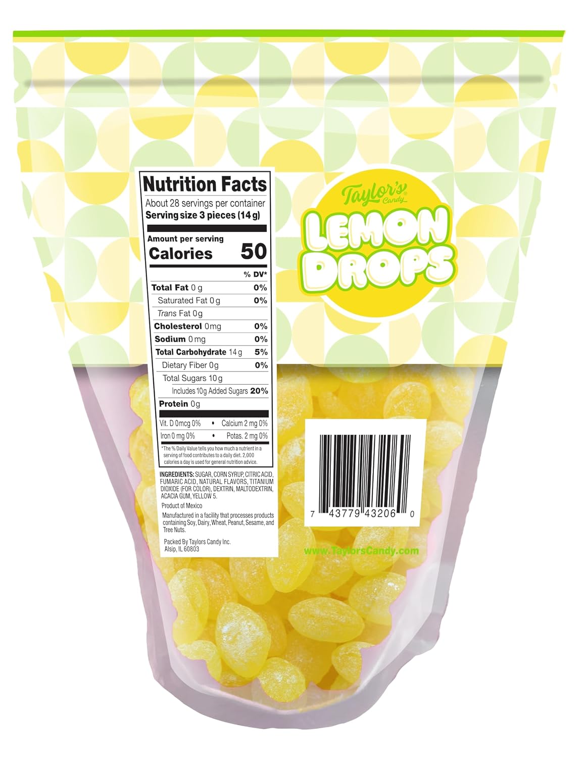 Lemon Drops, Naturally Flavored Hard Candy, 4/10.5 oz Re-Sealable Bags