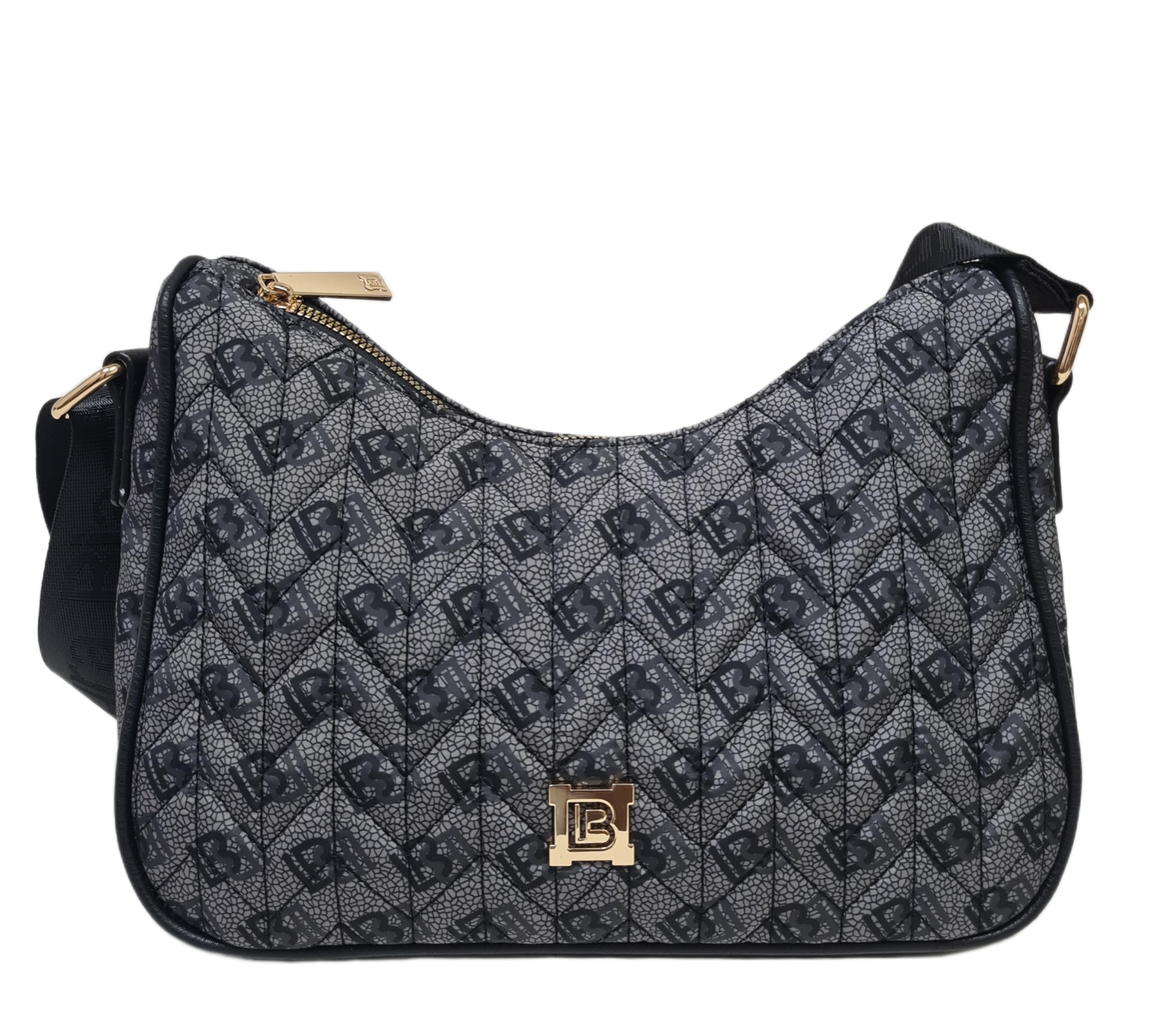Laura Biagiotti Borsa Donna Linea Iselin, Nylon Trapuntato Impermeabile, Logo LB, Tracolla Regolabile, Dimensioni 29x10x17 cm, Dettagli Dorati, Scomparto con Zip ART.LB25W-105-1