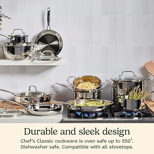 Miniatura 5 de Cuisinart 766S-22 6 Cuartos Olla de pasta de acero inoxidable con cubierta de colado para chefs-colección clásica de utensilios de cocina