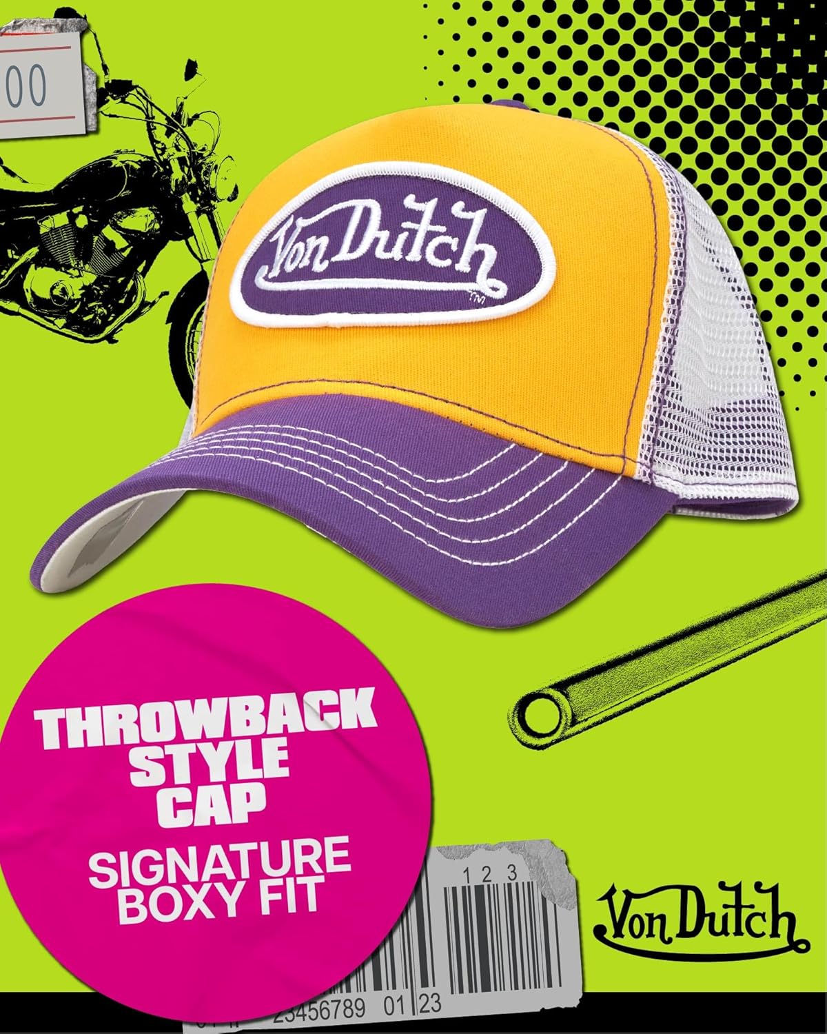 Von Dutch Unisex Trucker Hat - Curved Bill Mesh Back Retro Classic Colorblock Snapback Baseball Cap for Men and Women - Image 3