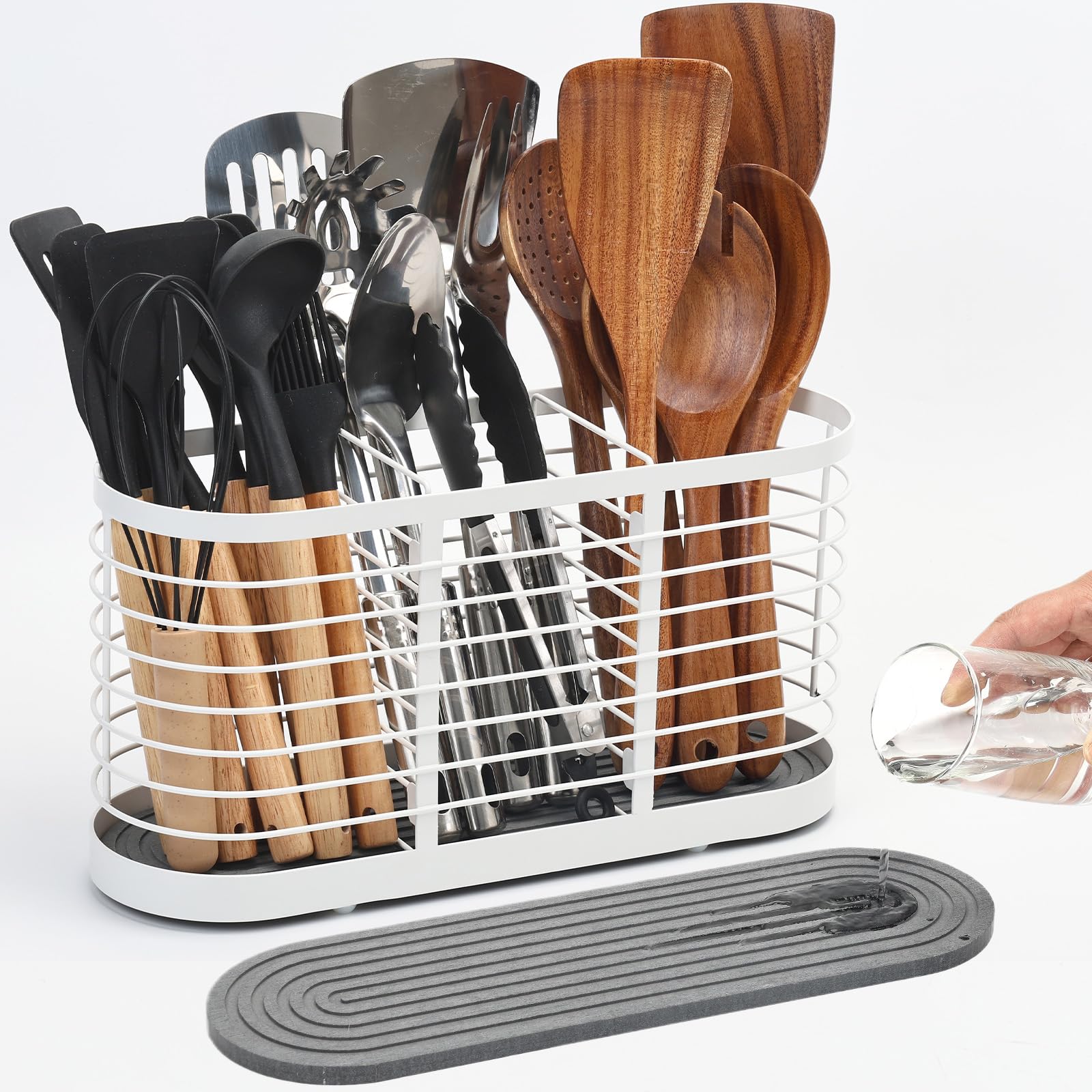 Amazon.com: usewry Large Utensil Holder for Kitchen Counter - Cooking ...