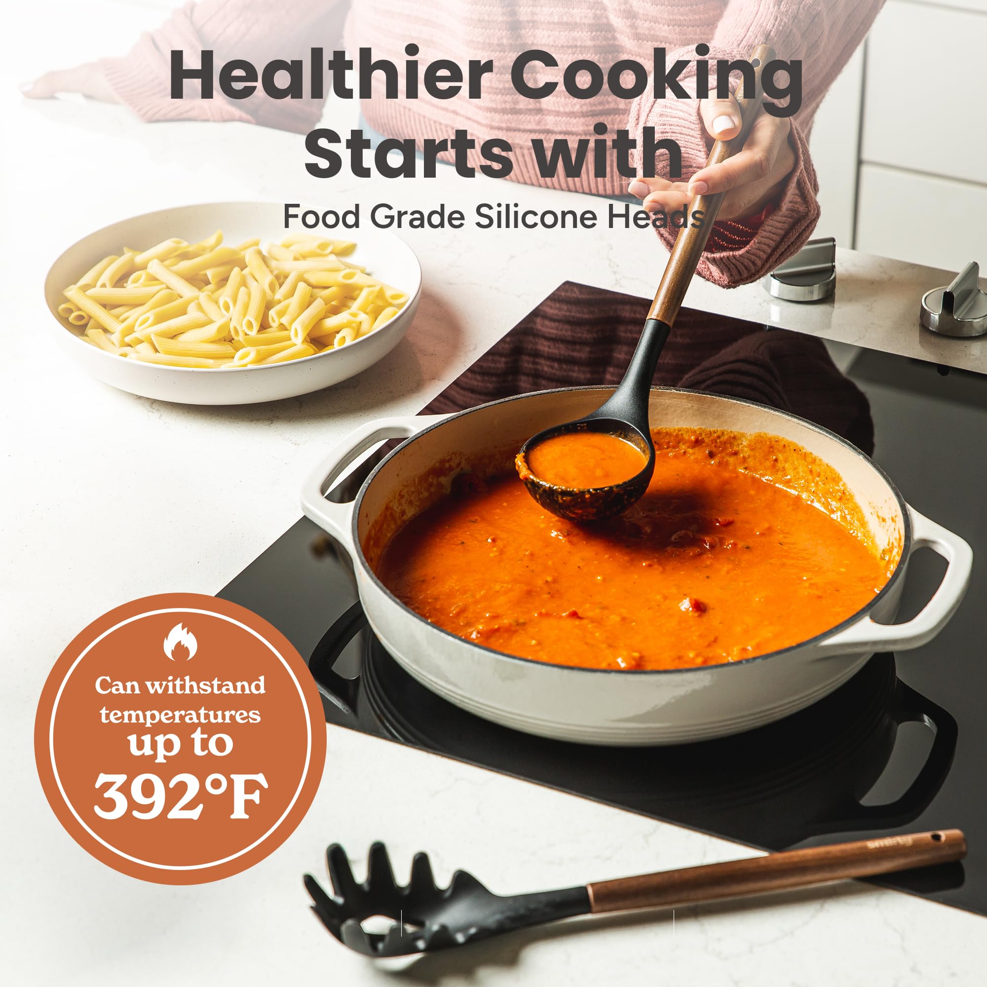 Ensemble d'ustensiles de cuisine en silicone et support : ensemble d'ustensiles de cuisine en silicone – Essentiels de cuisine pour nouvelle maison et 1er appartement – Ensemble de spatules en