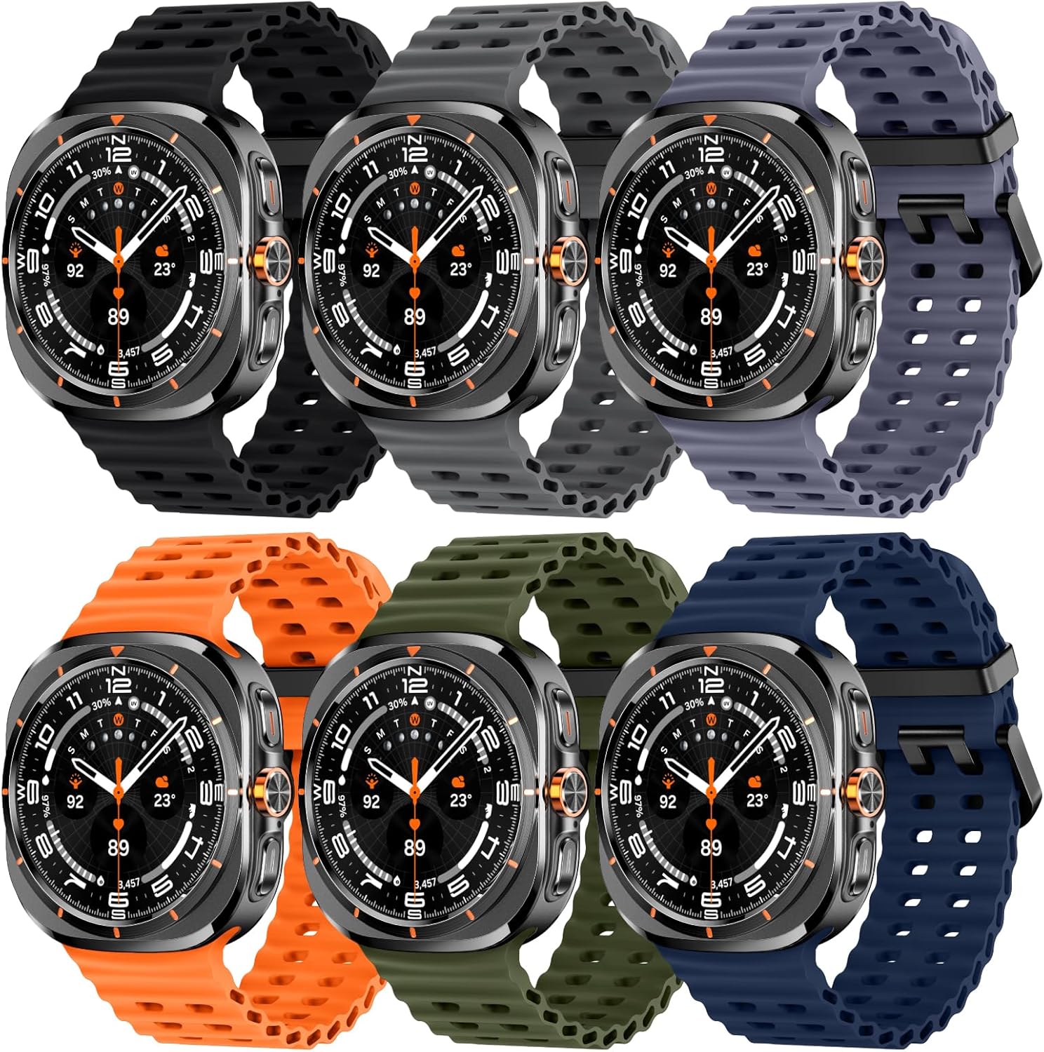 6-Pack Marine Sport Band Compatible with Galaxy Watch Ultra Bands 47mm (2025/2024),...