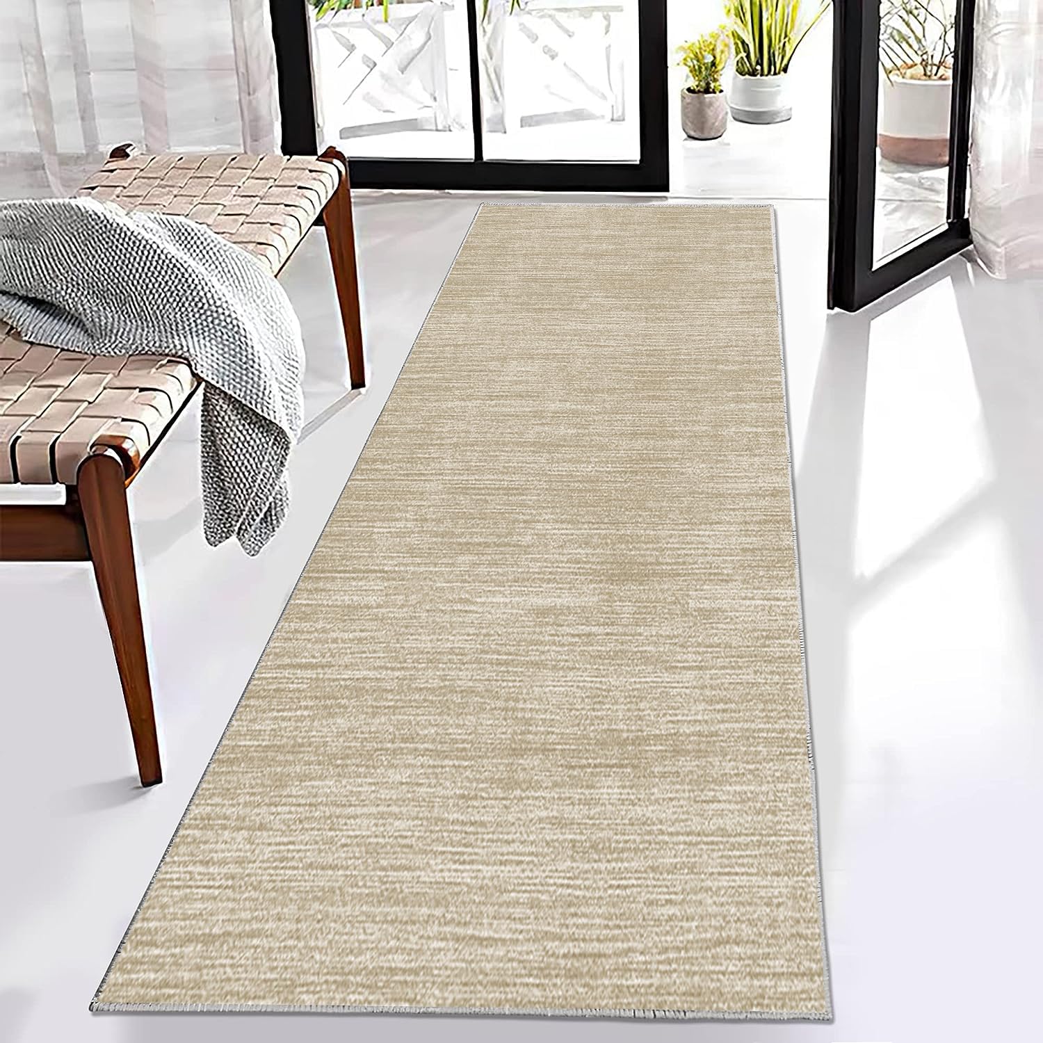 Tappeto Da Cucina Beige 140x220 Cm - Antiscivolo, Lavabile, Per Corridoio E Soggiorno