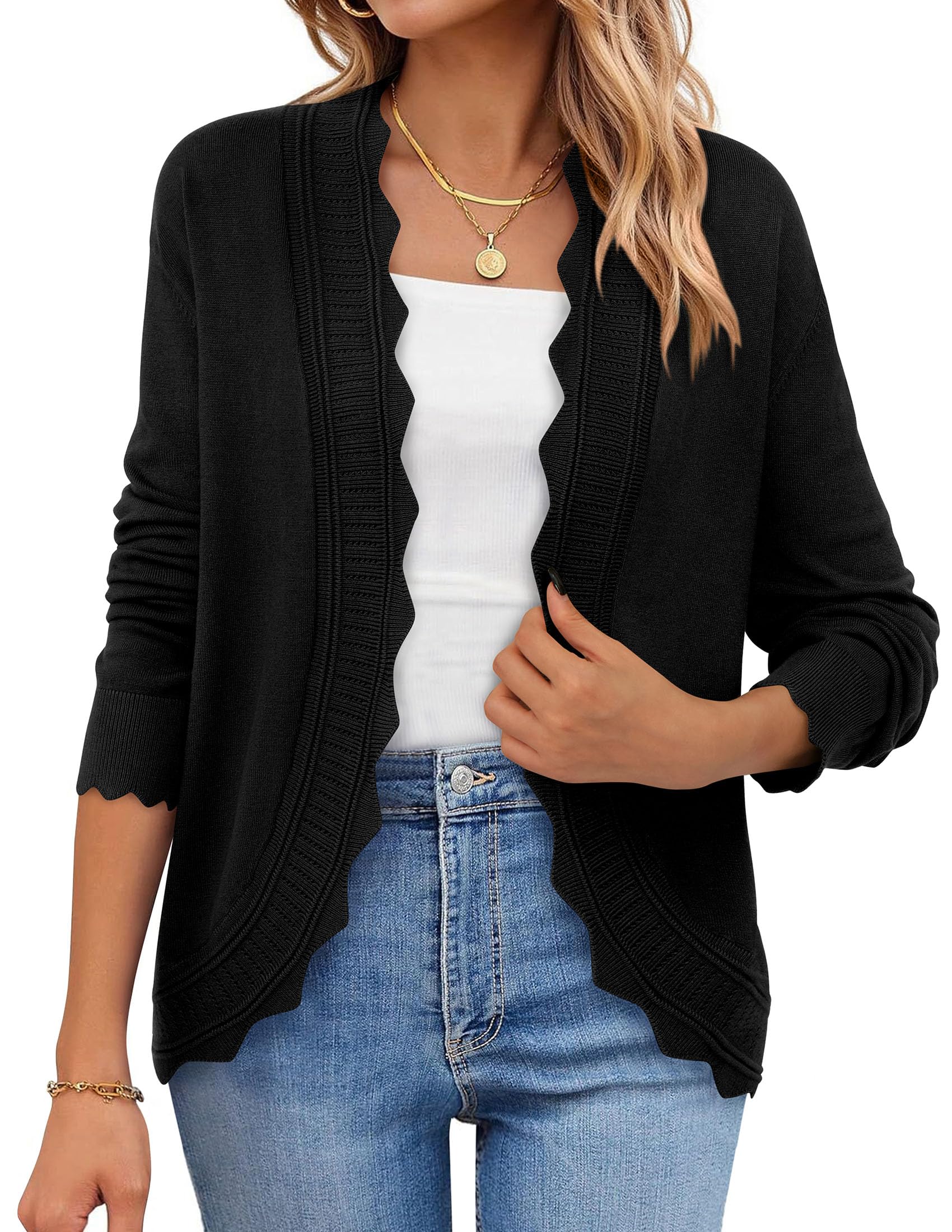 PRETTYGARDEN Cardigans for Women Lightweight Casual Long Sleeve Knitted Open Front Shrugs Sweaters 2026 Fall Clothes
