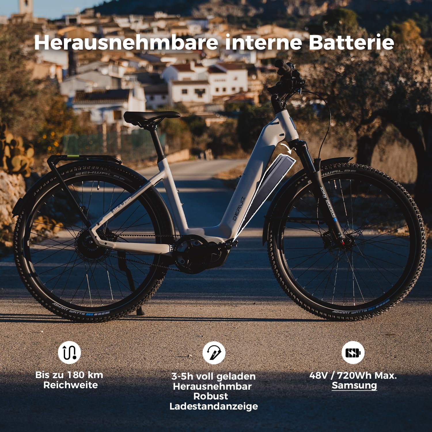 DERUIZ Mica Pro E-Bike 29 Zoll/27,5 Zoll Ebike Mittelmotor 110Nm, 48V720Wh | SUV E-Bikes für Damen und Herren, 48V 720Wh Samsung Akku bis 180 km, 250W Pedelec Riemenantrie, hydraulische Bremsen, StVZO,