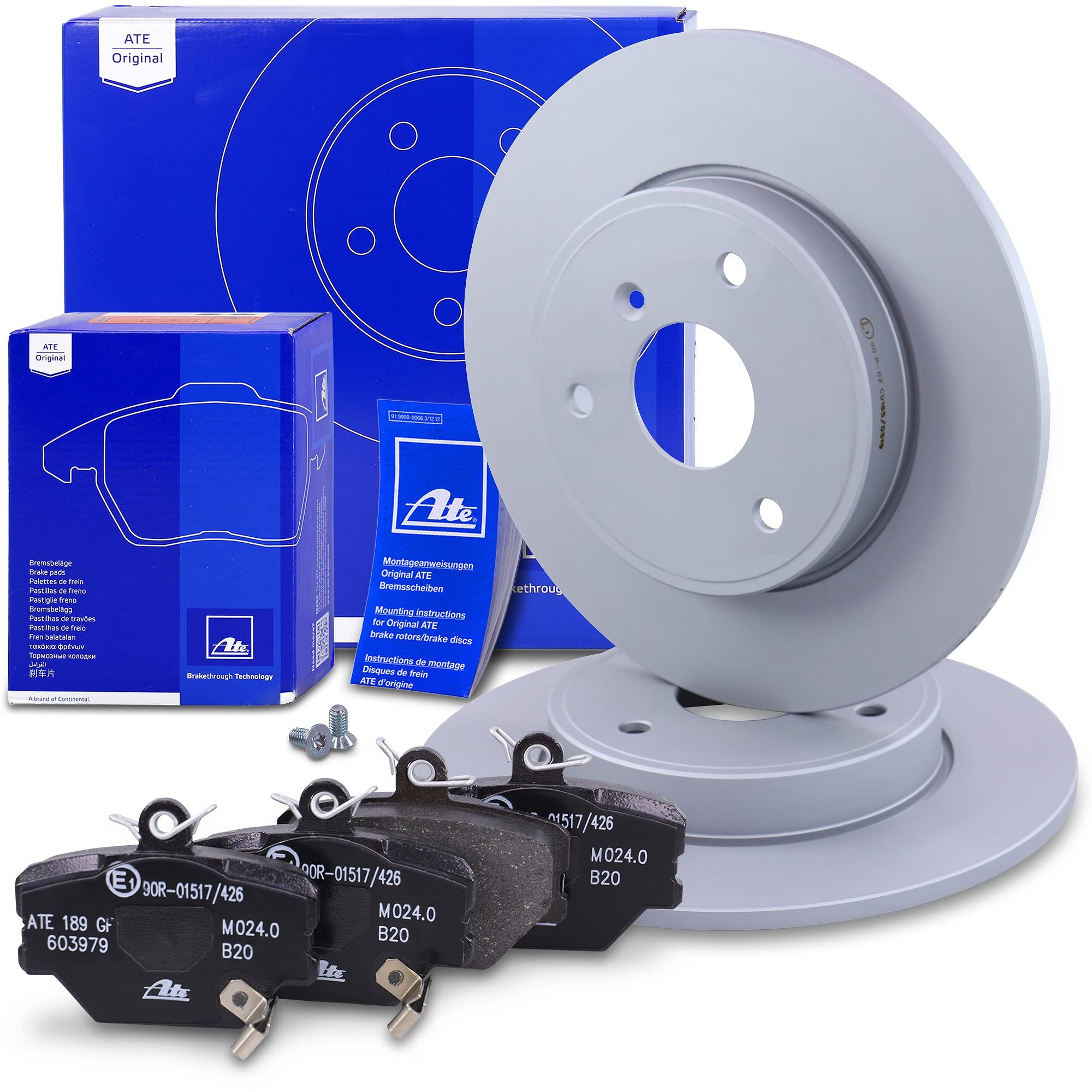 ATE Set di freni asse anteriore +dischi freno anteriori ¯ 280mm pieni e pastiglie freno anteriori Compatibile con SMART CABRIO, CITY-COUPE, CROSSBLADE, FORTWO Cabrio, ROADSTER