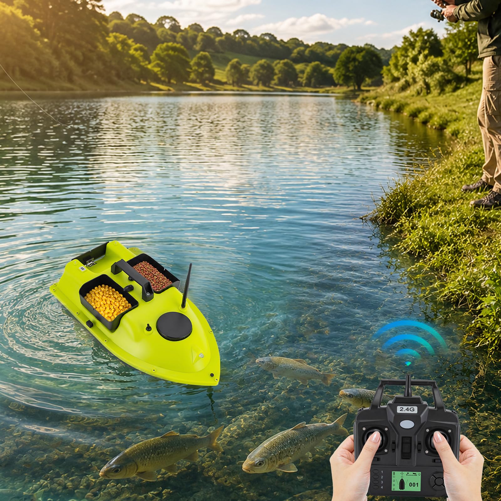 Barca di esche da pesca RC, controllo remoto GPS, distanza oltre