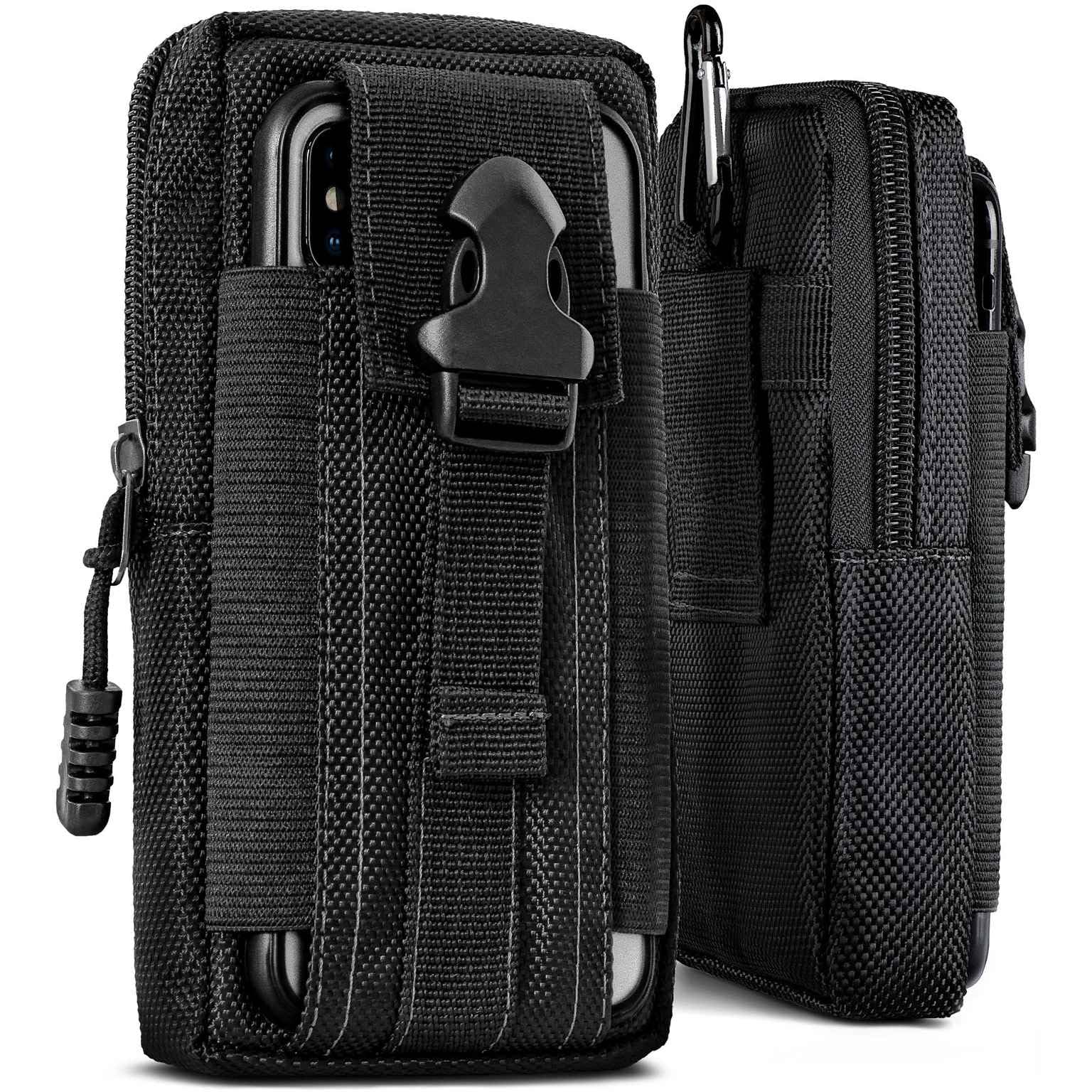 ONEFLOW Pokrowiec survivalowy do vivo V70 5G pokrowiec na pasek z nylonu z karabińczykiem, taktyczna torba EDC z uchwytem na pasek, etui na telefon komórkowy, czarne