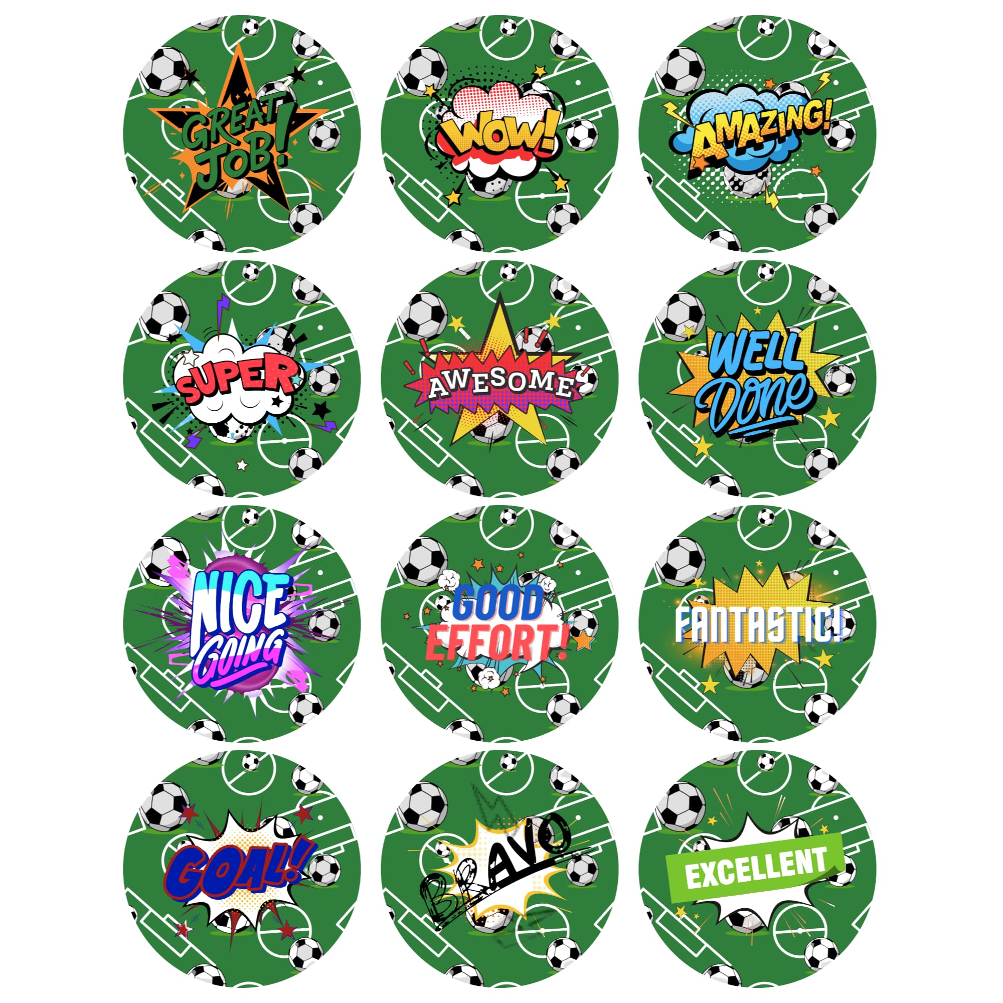 HNTR® Football Stickers for Kid | 204 Large 3.5cm Rounds | Motivational Football Reward Stickers for Children | Encouraging Achievement for Teachers, Students & Coaches