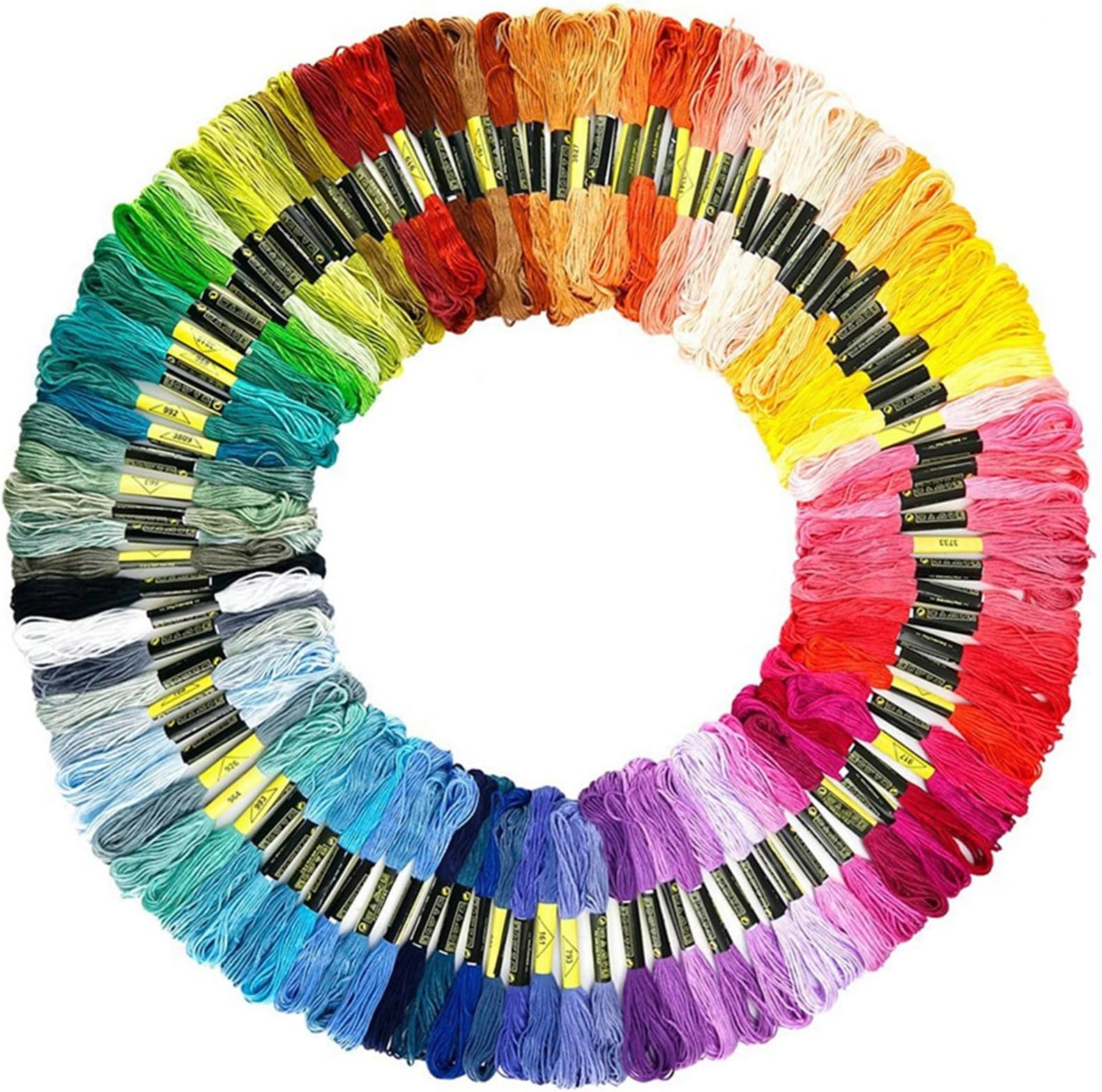 Lot De 100 Fils à Broder Multicolores Cisixin - Polyester-coton Pour Point De Croix