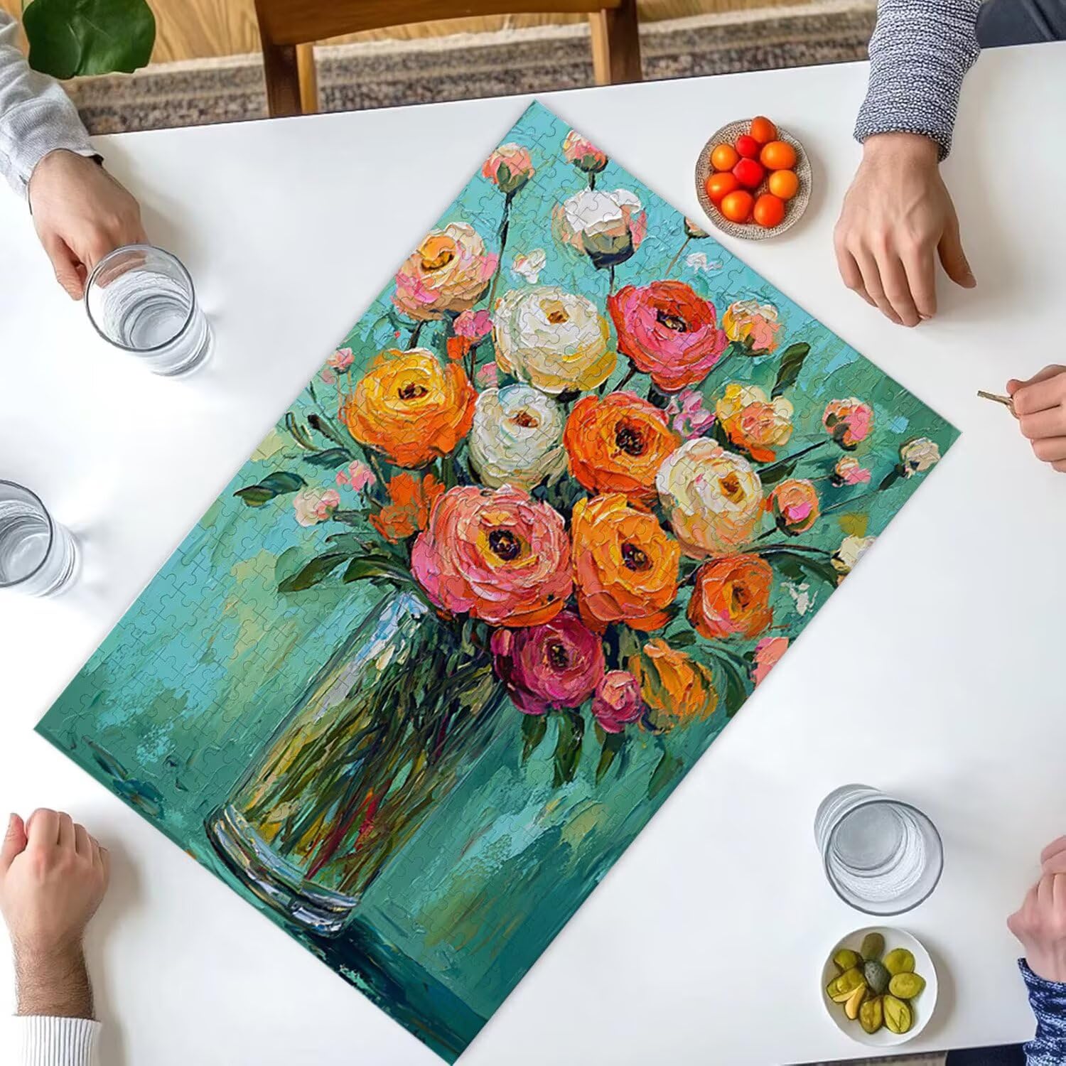 Puzzle dla dorosłych, 1000 elementów, wazon, kwiaty, 1000 elementów, puzzle dla dorosłych, gra edukacyjna, 76 x 50 cm, odpowiednie do dekompresji i dekoracji ścian pokoju, prezenty j-438
