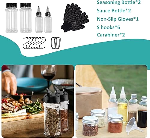 Miniatura 6 de Juego de utensilios de cocina para camping, accesorios de cocina al aire libre, kit de utensilios de cocina para viajes, caravanas, barbacoas, acero