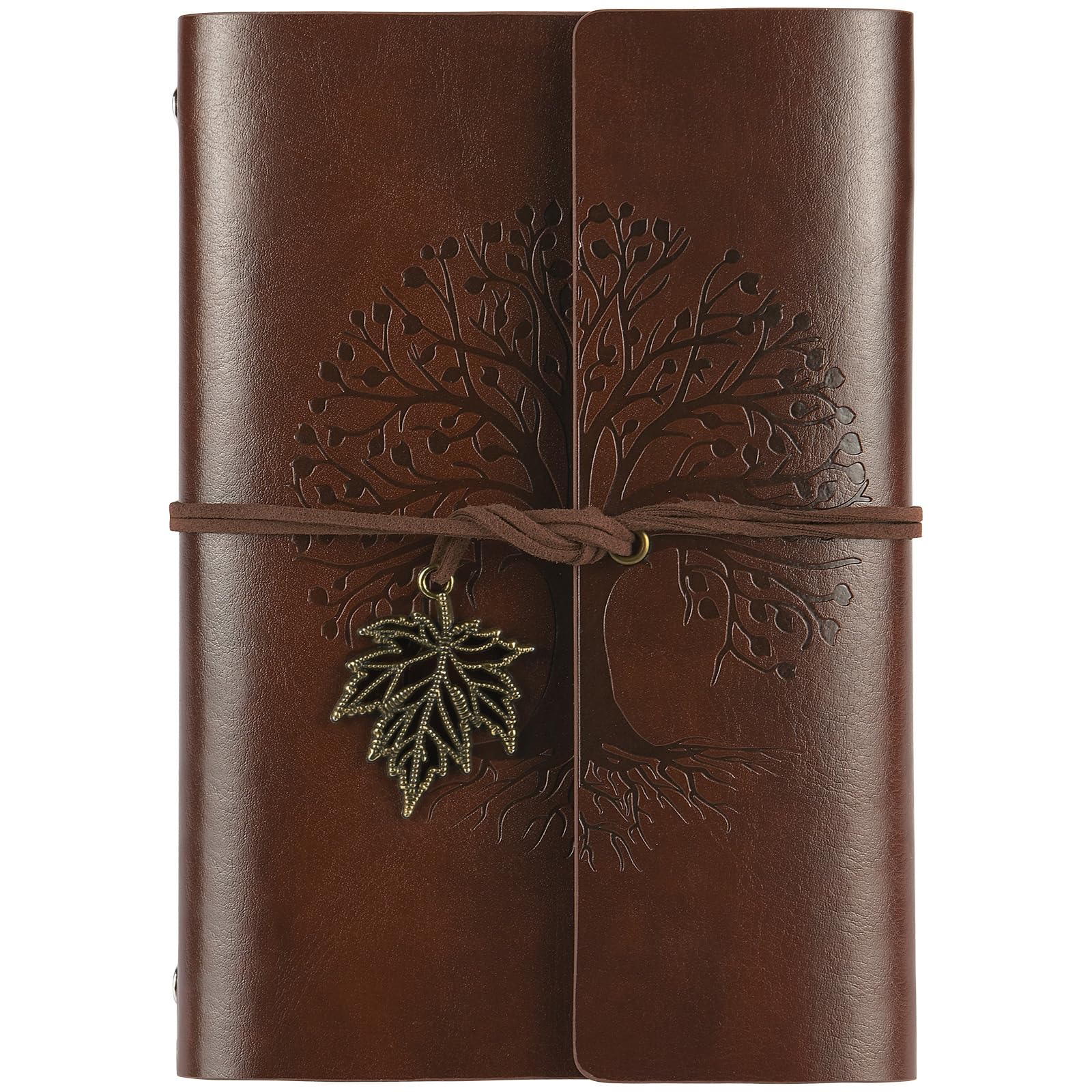 AOOSU PU Leather Journal Notebook, Refillable Vintage Journal Travel Diary with Kraft Paper, Journaling Notebook, Writing Notebook Gifts for Women Men Teens Travelers, 100GSM 160 Pages Reddish-Brown