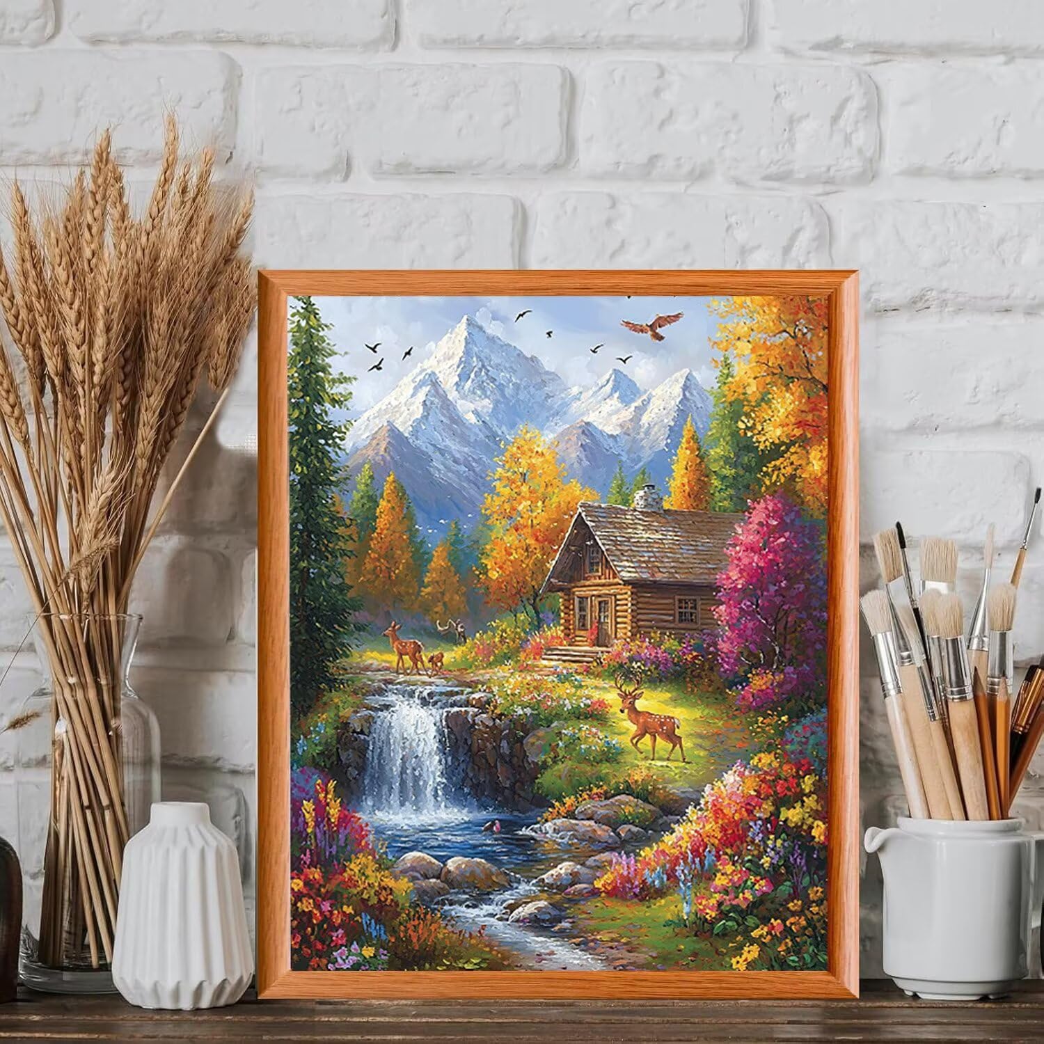 Paesaggio della casetta Dipingere con i Numeri per Adulti, 70x90cm a-256 | Paint by Numbers Kit con Pennelli e Acrilico Pigmento, Fai da te Olio La Pittura di Numeri Kit, Decora la Casa, senza Cornice