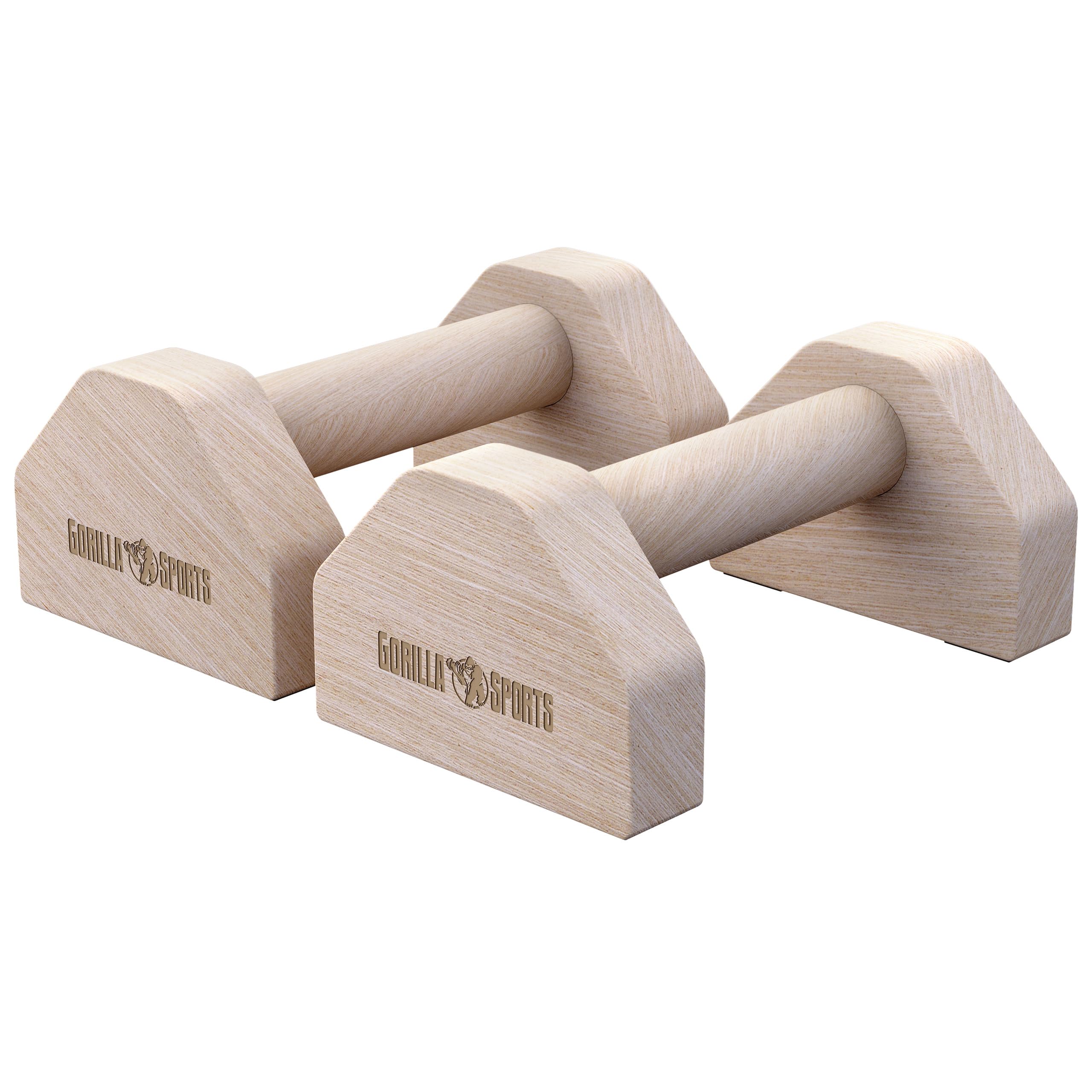 GORILLA SPORTS® Parallettes Calisthenics - Pieds en Caoutchouc Antidérapants, Durable, en Bois, Max 300kg, Sac Inclus - Barres Parallèles, Poignet Musculation, Fitness Materiel, Sport Maison