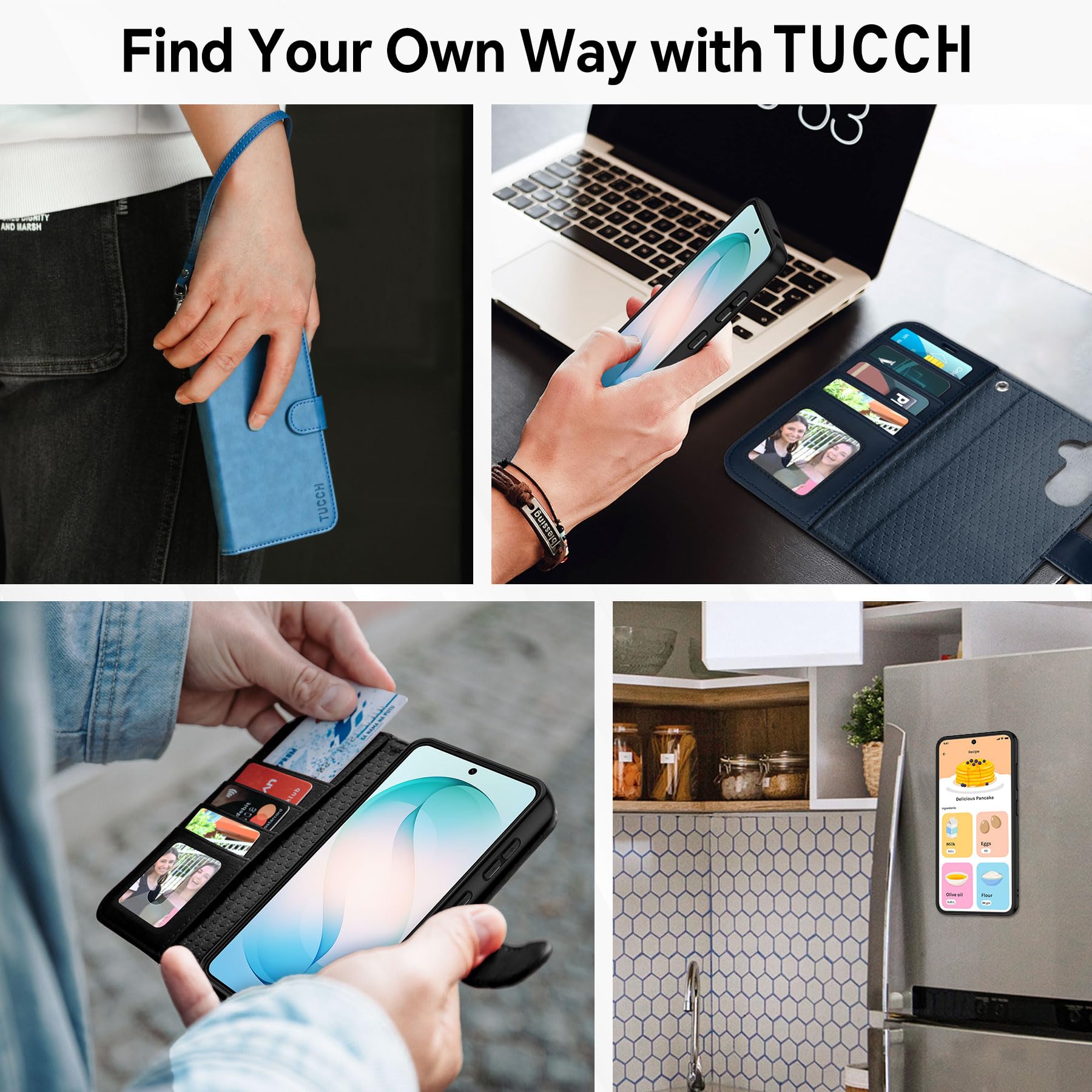 TUCCH Funda para Galaxy S26+ Plus 5G, 2 en 1 Extraíble Correa Carcasa con Bloqueo RFID, Soporte Plegable, Ranura para Tarjeta Carcasa de TPU, Funda Cuero PU para Galaxy S26 Plus (6,7" 2026), Negro