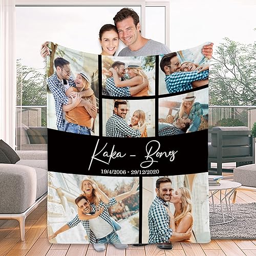 Regalos para parejas, manta personalizada con fotos, nombre, aniversario, cambio de fecha, personalizada para parejas, marido, esposa, boda, manta