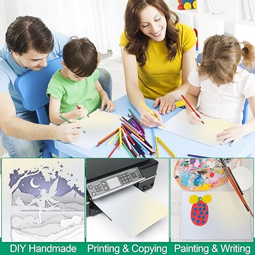 Miniatura 5 de Paquete de 120 cartulina blanca brillante dorada metálica de doble cara, 8.5 x 11 pulgadas, 244 GSM, apta para impresoras láser para bodas,