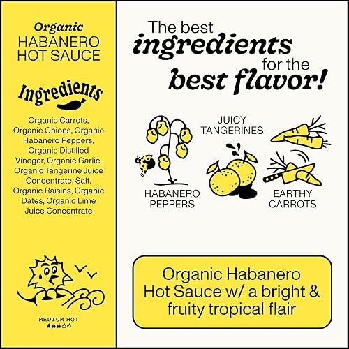 Miniatura 3 de Ora - Salsa picante Habanero de Yellowbird Foods, totalmente natural, sin OMG, botella de 9.8 onzas