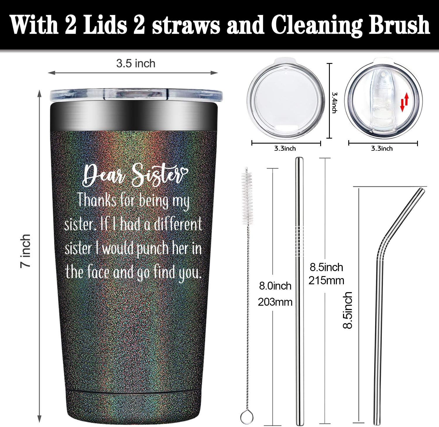 🛒 Crazy Deals Sisters Gifts from Sister, Brother - Funny Birthday Gifts Ideas for Best Sister, Women, Unbiological, Sister in Law - Gifts for Sister - Vacuum Insulated 20oz Tumbler