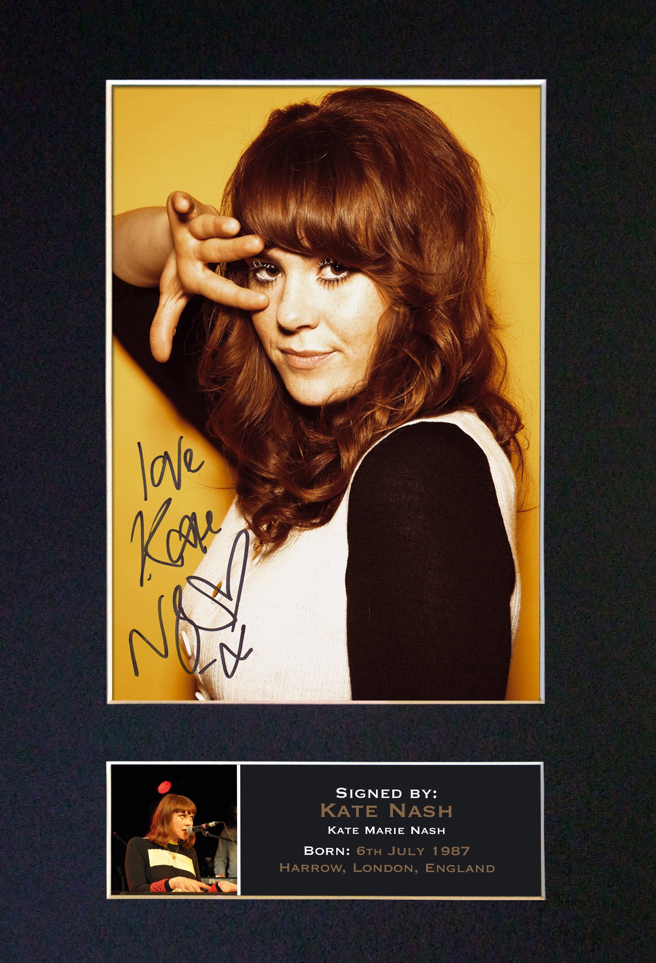 KATE NASH Signed Autograph Mounted Photo Reproduction PRINT A4 Rare Perfect Birthday (297 x 210mm) #321 (Not Framed)