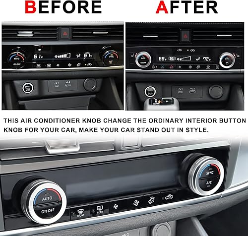 Miniatura 2 de auovo Perillas de Aire Acondicionado Cubiertas de Perillas de AC Compatibles con Accesorios Nissan Rogue 2021 2022 2023 Decoraciones de Moldura