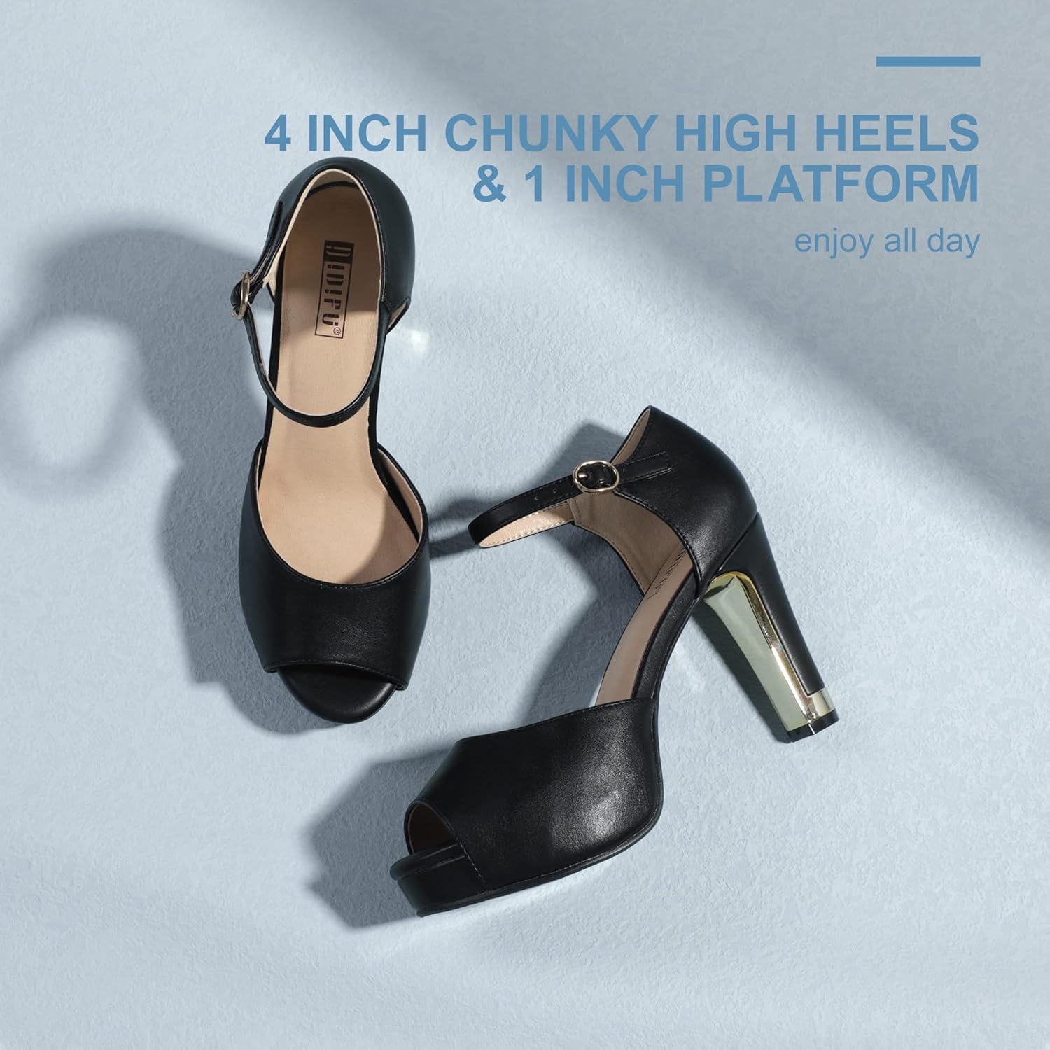 IDIFU Women's IN4 Mary Platform Chunky High Heels Sandals Peep Toe Dress Wedding Bridal Shoes For Women Bride Bridesmaid - Image 5