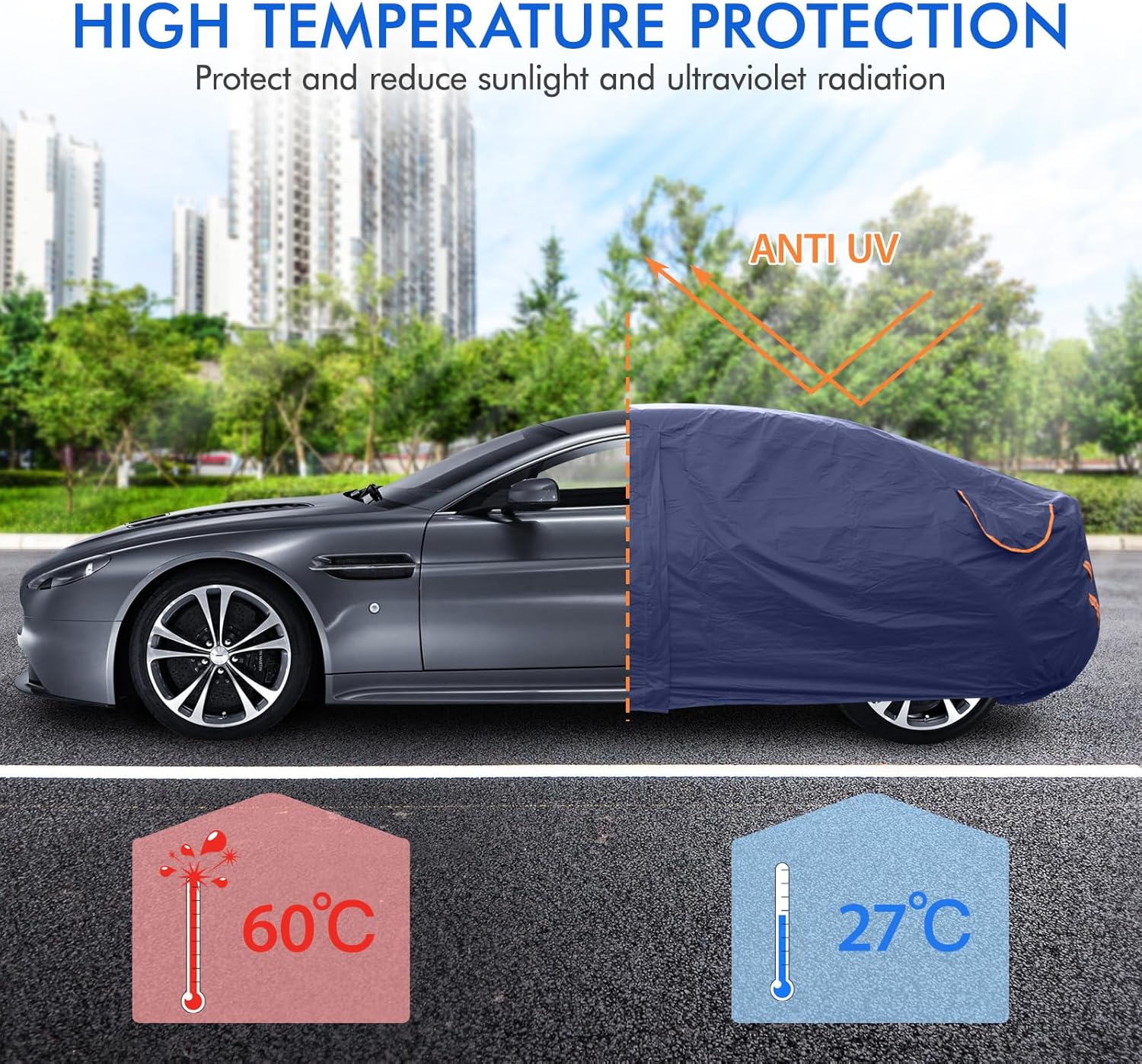 Car Cover Waterproof All Weather, 6 Layers Outdoor Full Exterior Cover Rain Sun UV Snowproof Protection with Zipper Cotton, Mirror Pocket for Honda Accord