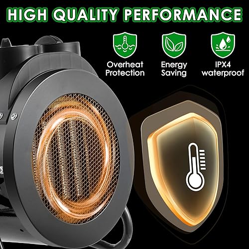 Miniatura 4 de Dreyoo Ventilador de calentador de invernadero con termostato digital, calentamiento rápido de 1500 W para germinación de semillas de tienda de