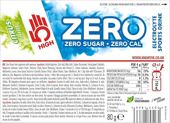 HIGH5 Sports Nutrition Zero Citrus Tablets, 20-Count