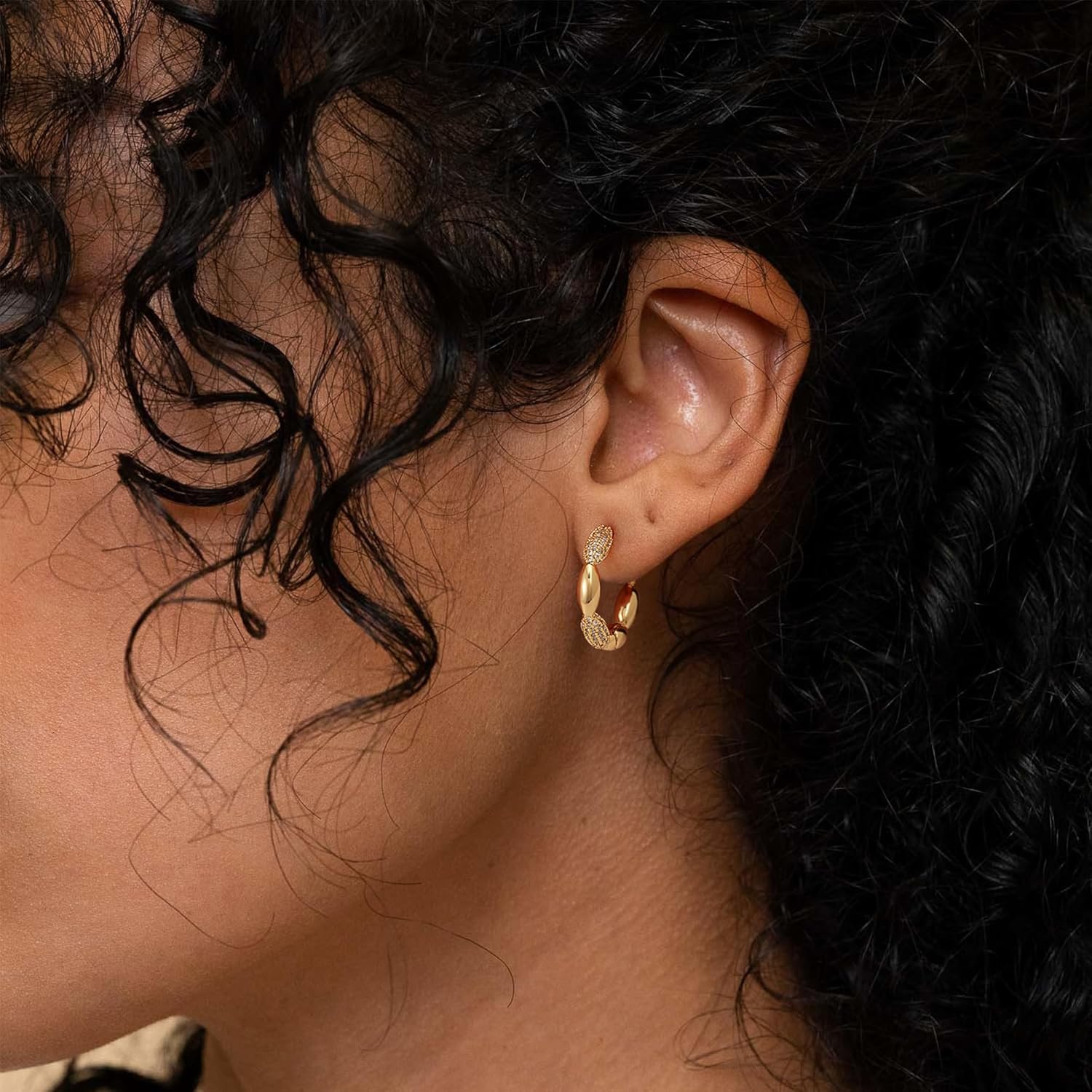 Huggie Hoop Earrings for Women Gold CZ Stud Earrings 14K Gold Filled Small Boho Huggie Earrings Hypoallergenic Piercing Hoops Jewelry - Image 3